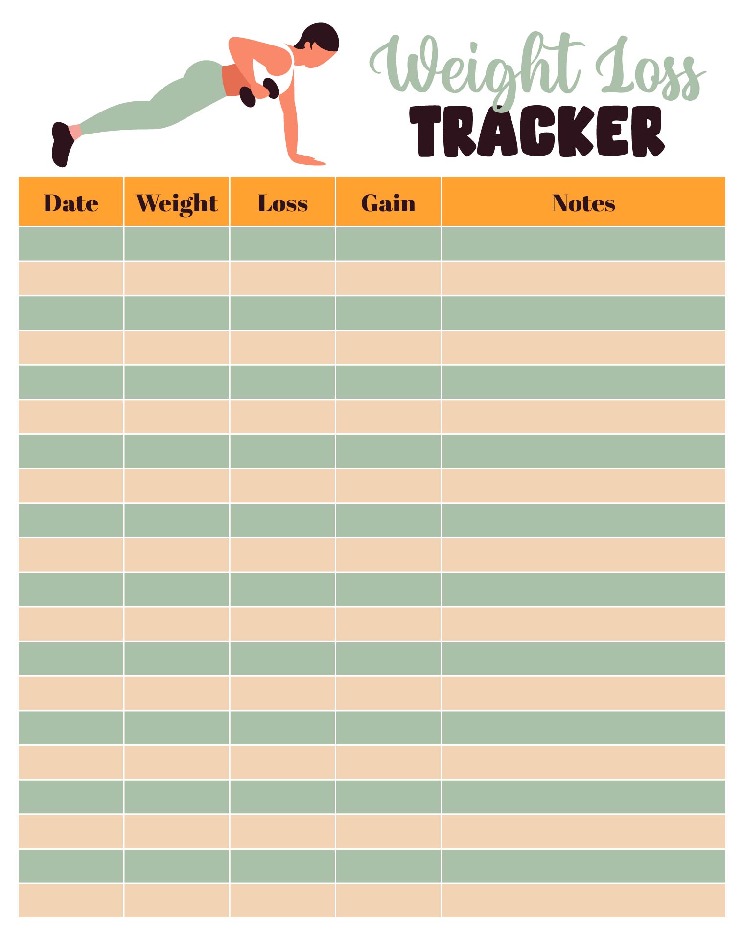 Blank Weight Loss Graph Templates Tracker