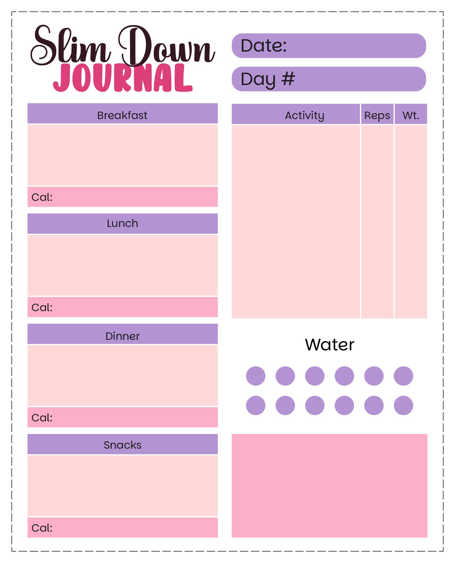 Slim Down Challenge Journal