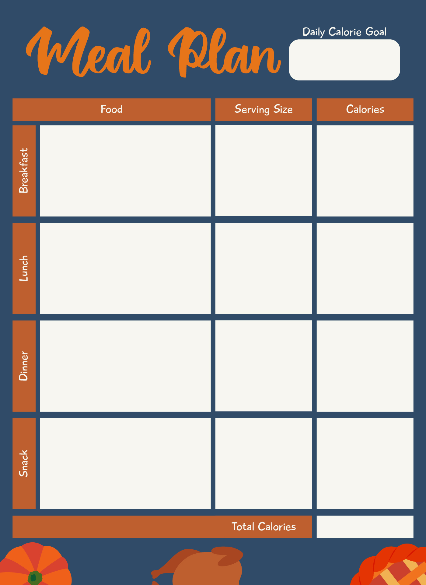 Food Intake Tracker Template For Diet