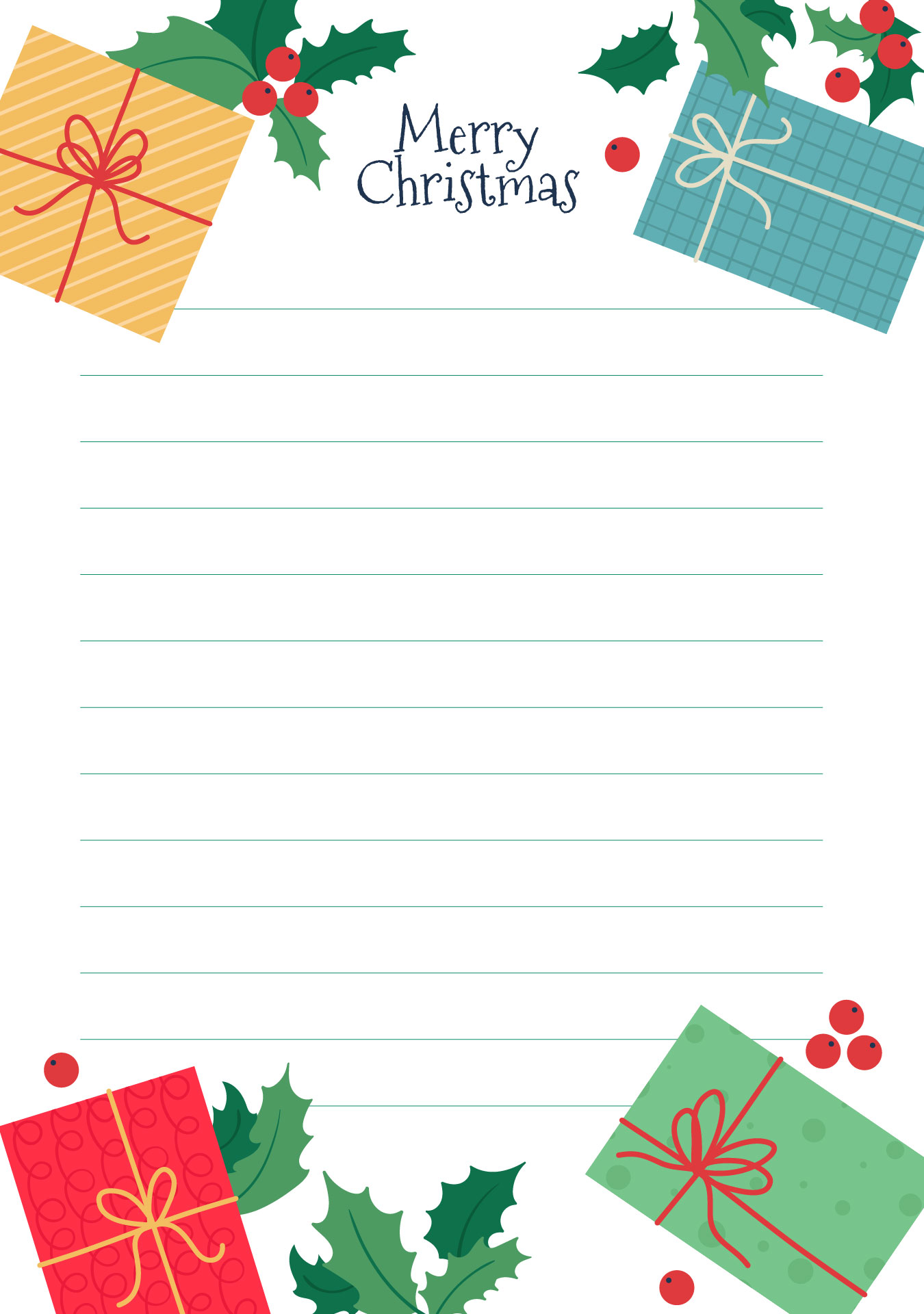 Lined Christmas Stationery