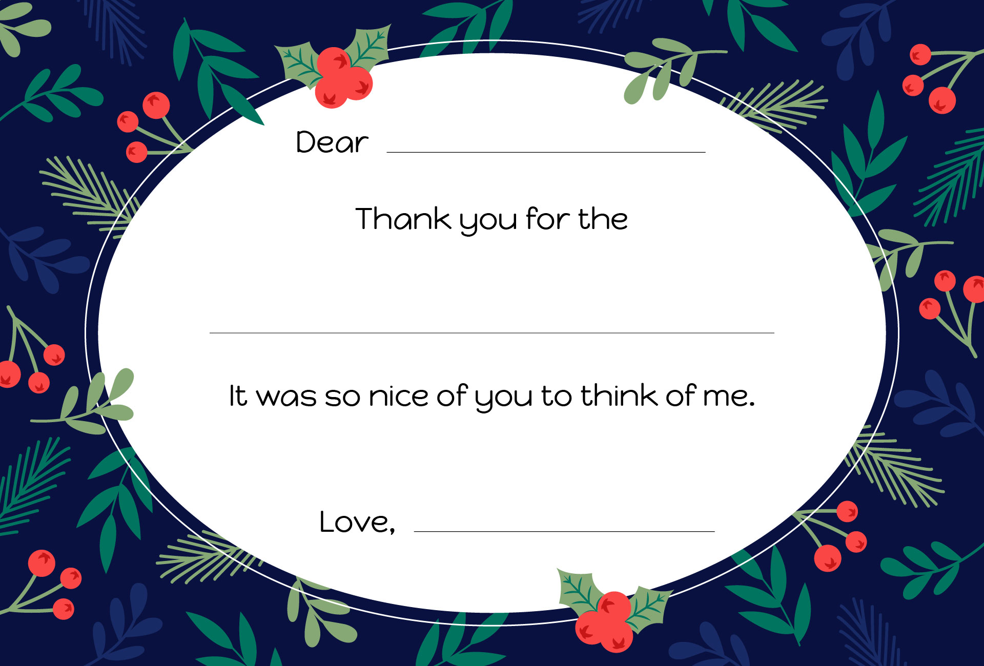 Christmas Thank You Note Paper