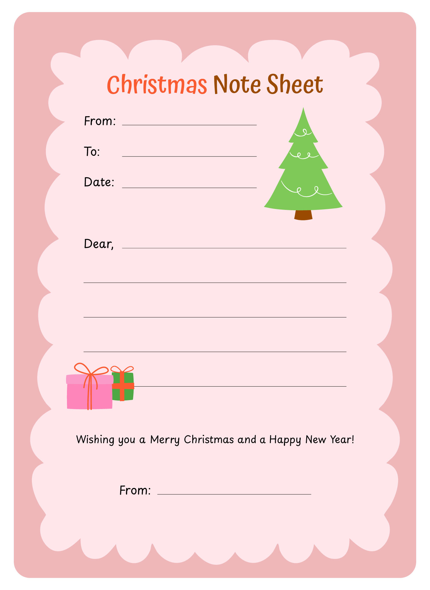 Classroom Christmas Note Sheet