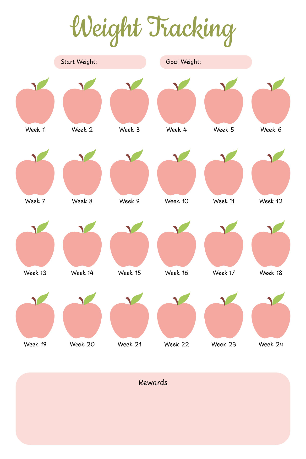 Weight Tracking Chart Journal