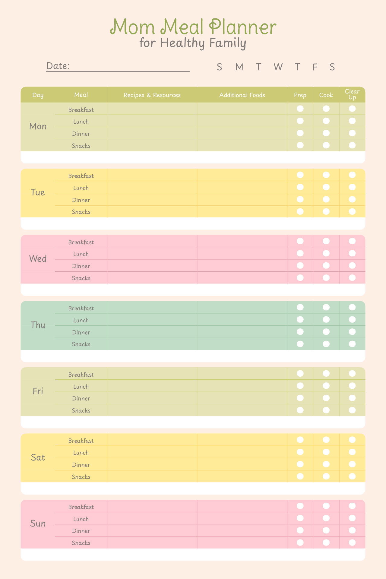 Mom Meal Planner For Healthy Family Mom Meal Planner For Healthy Family