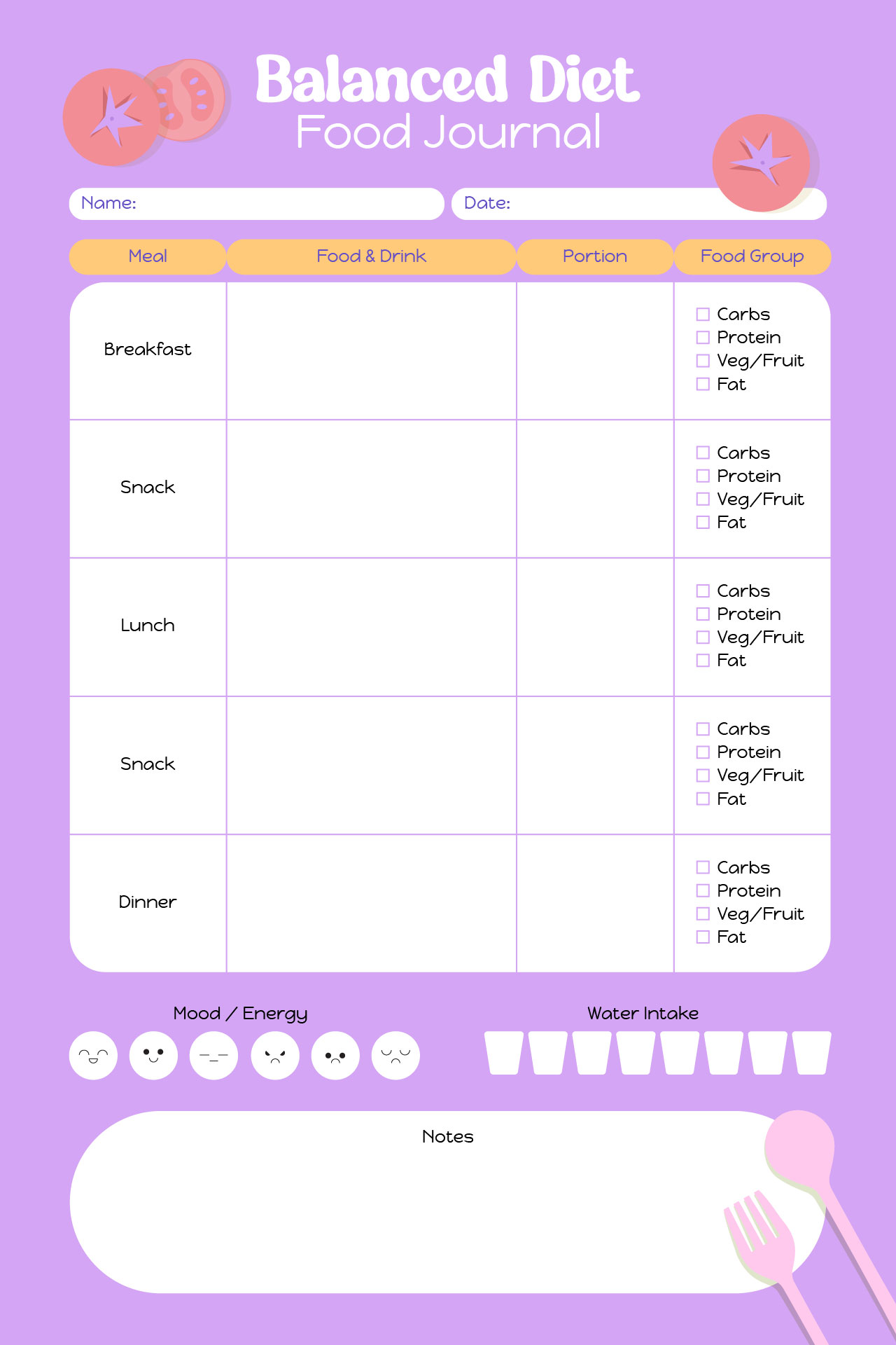 Balanced Diet Food Journal