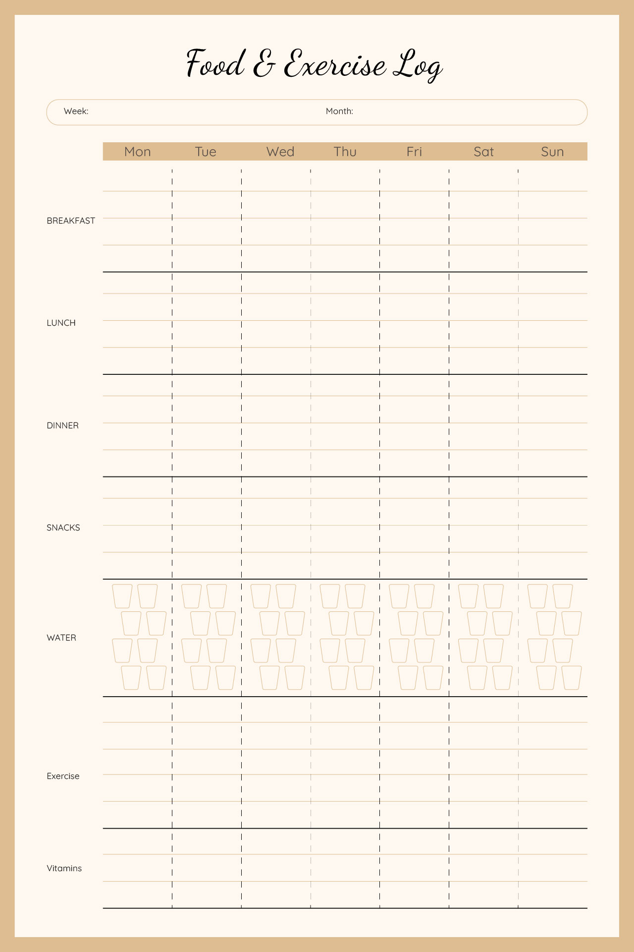 Printable 7 Day Food Diary
