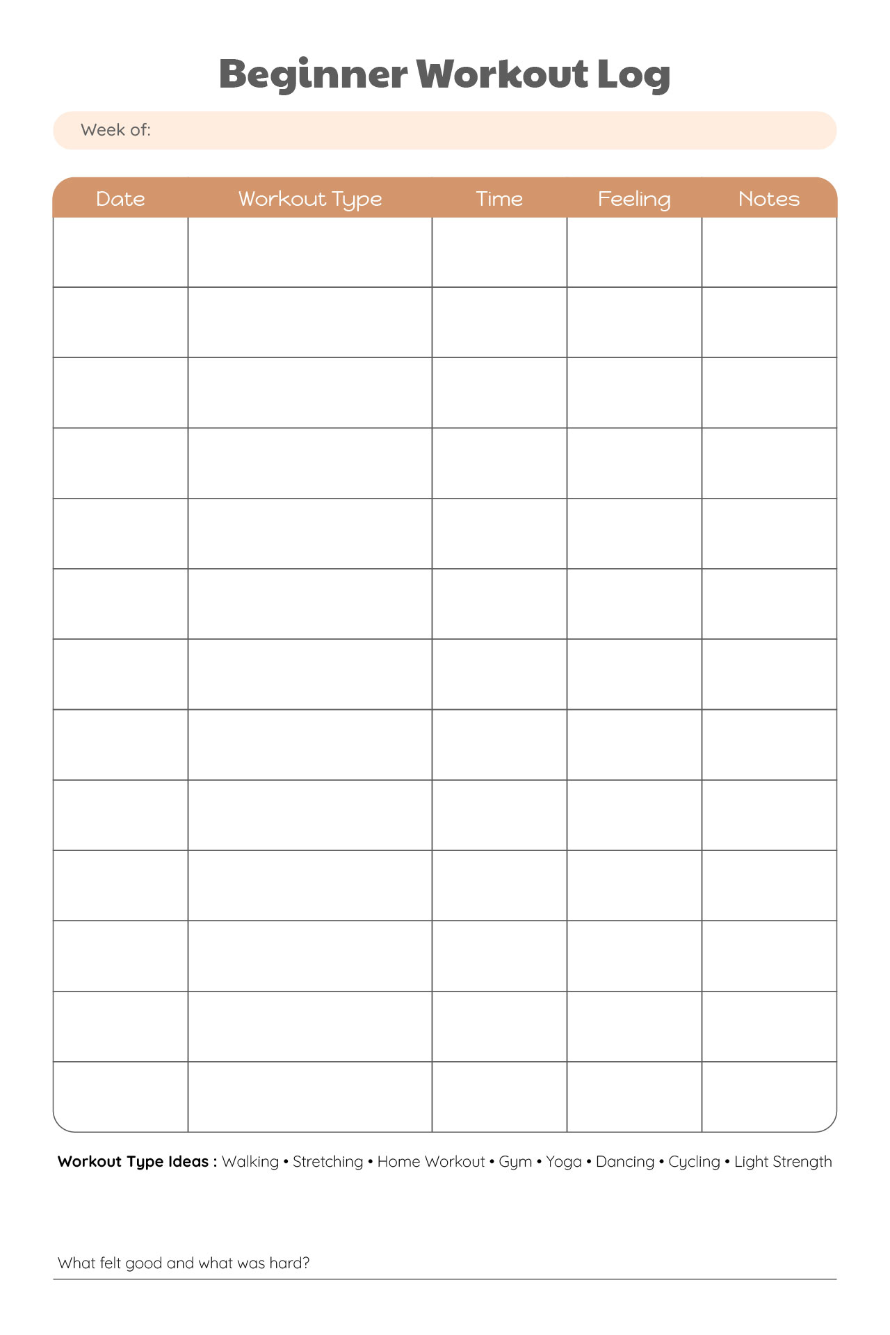 Beginner Simple Workout Log Beginner Simple Workout Log