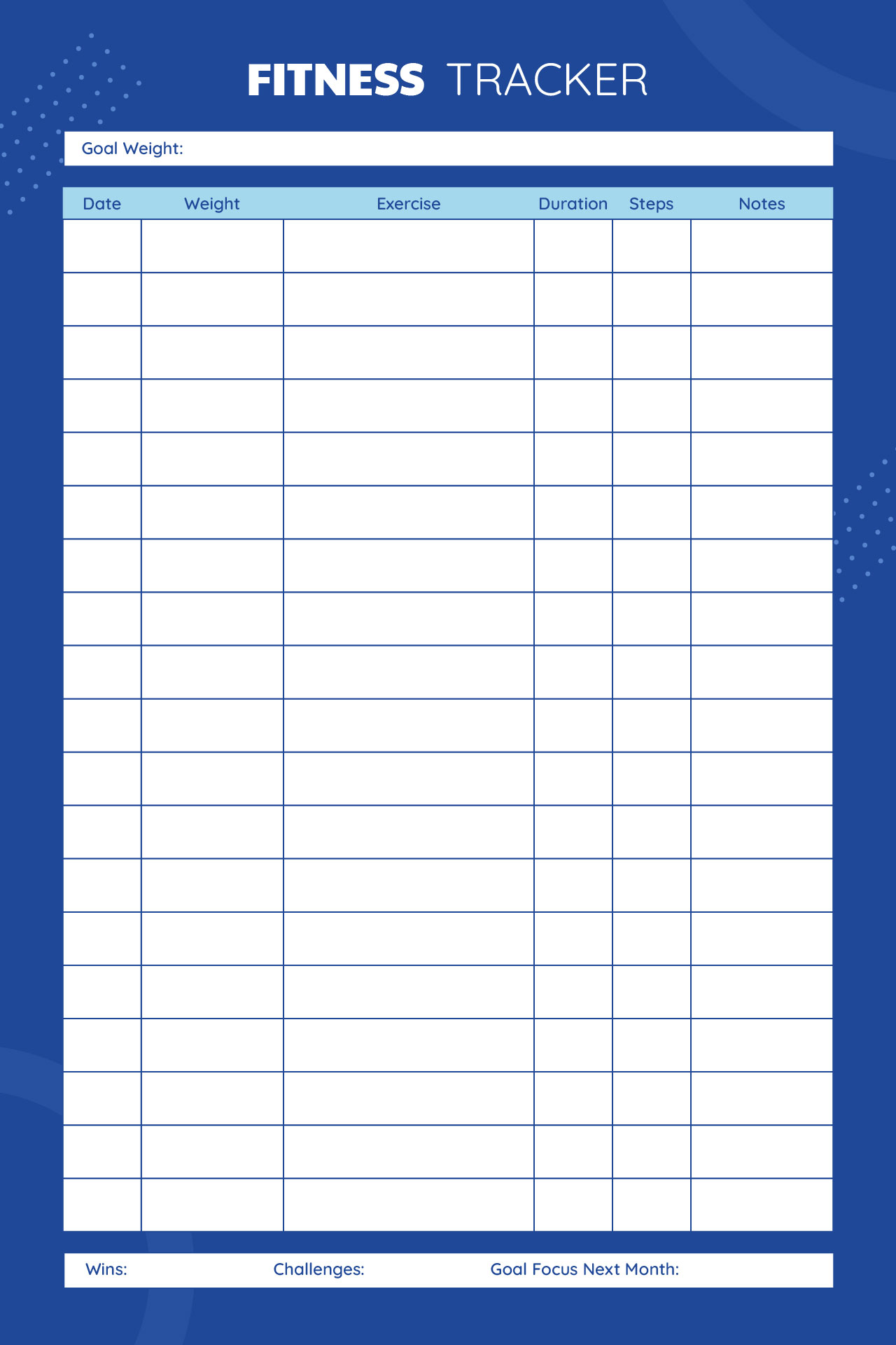 Basic Fitness Tracker Template