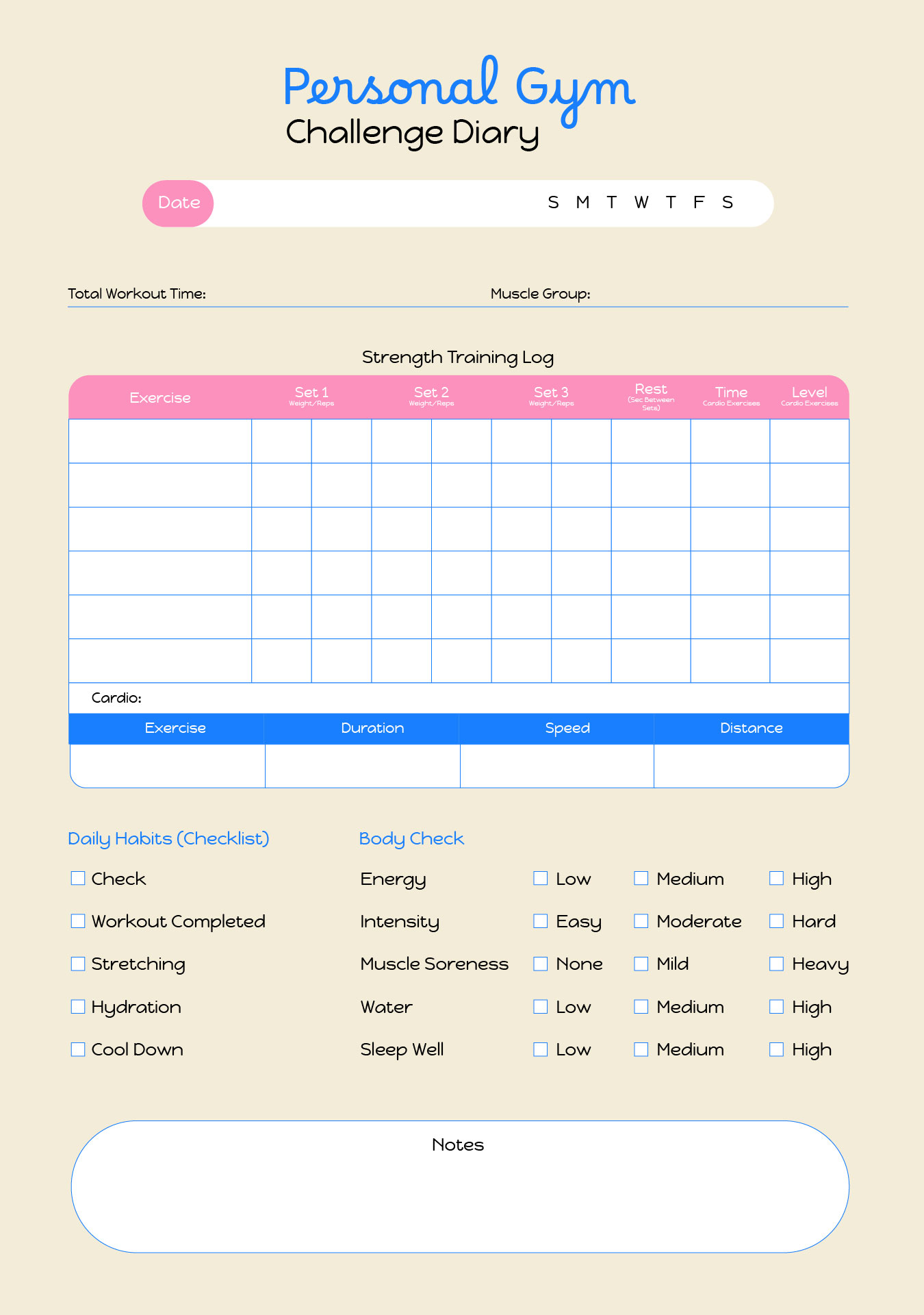 Personal Gym Workout Journal Personal Gym Workout Journal