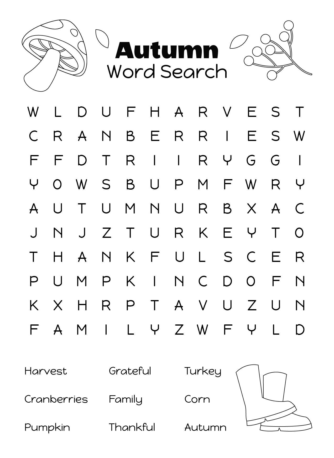 Autumn Coloring Word Search Activity