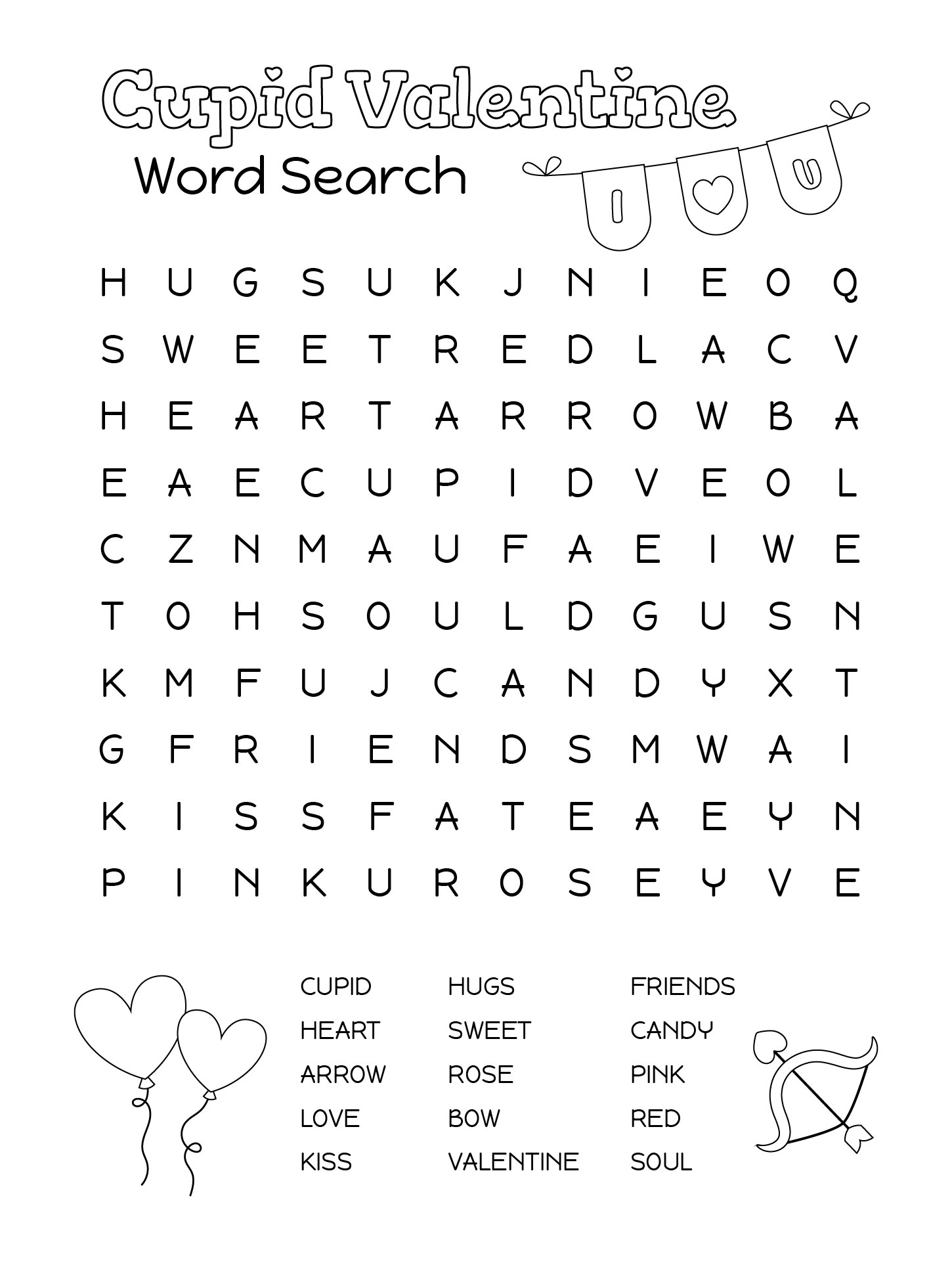 Cupid Coloring Word Search For Valentine