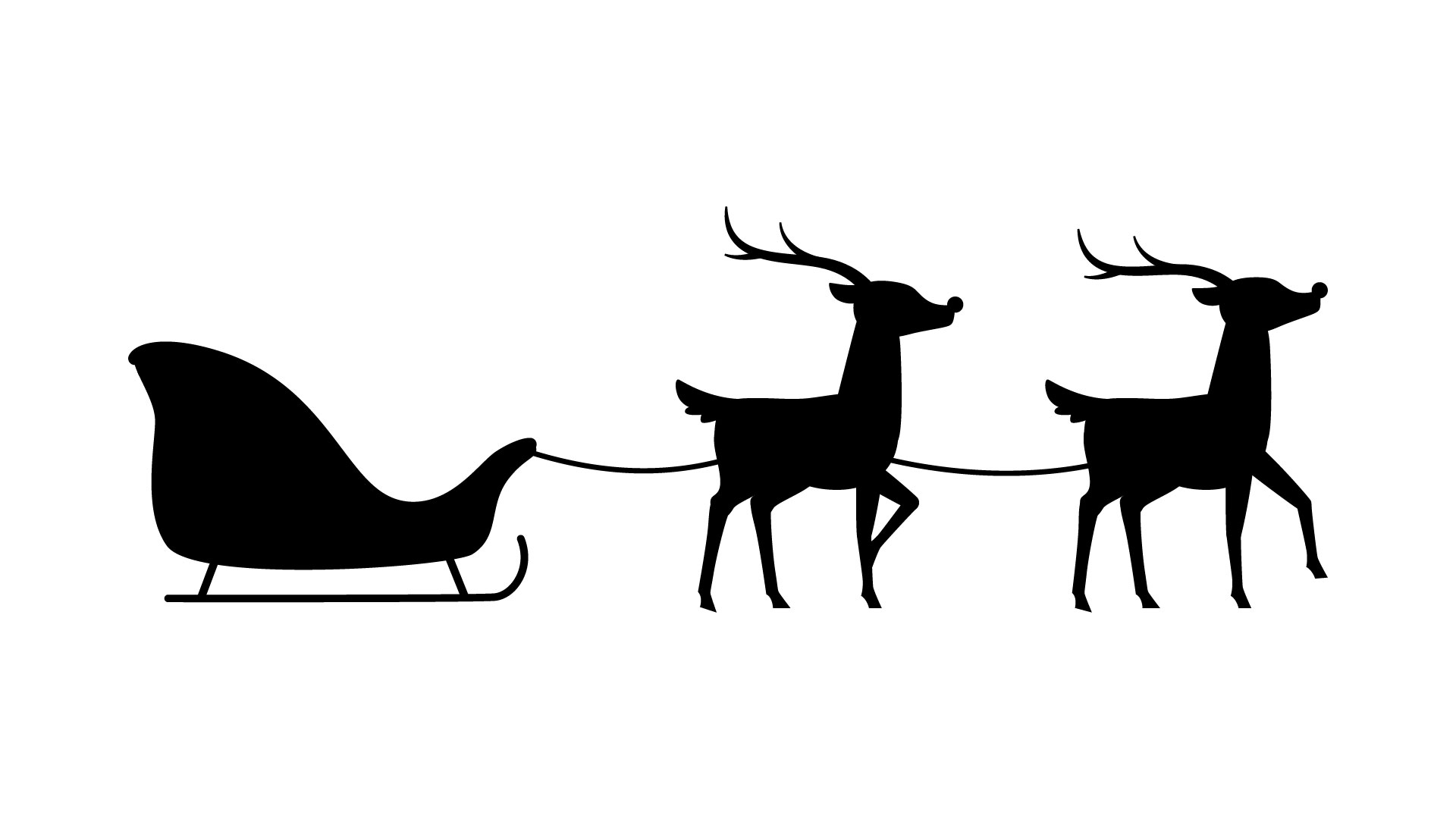 Reindeer Sleigh Black And White Clip Art