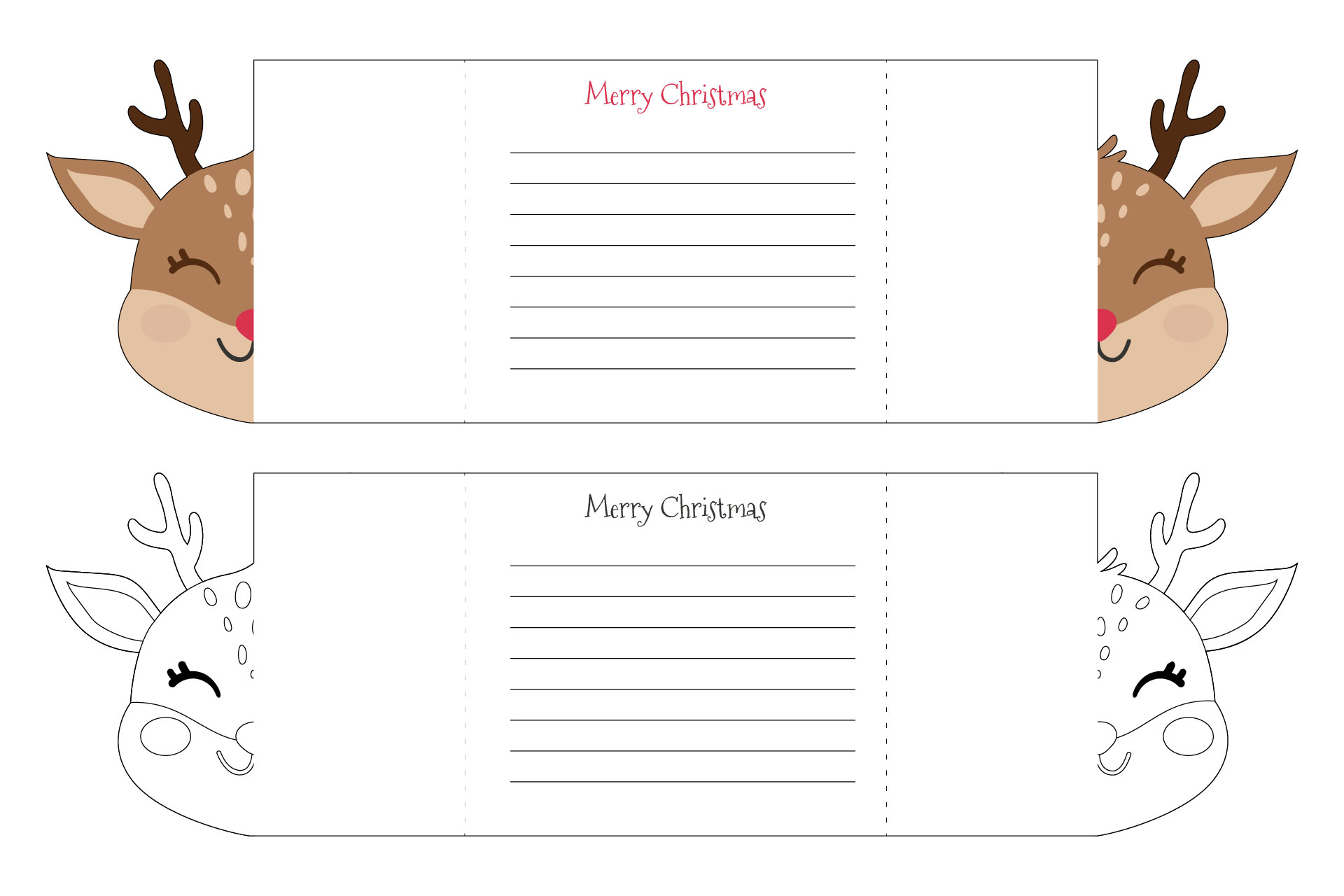Christmas Santa Reindeers Card Foldable