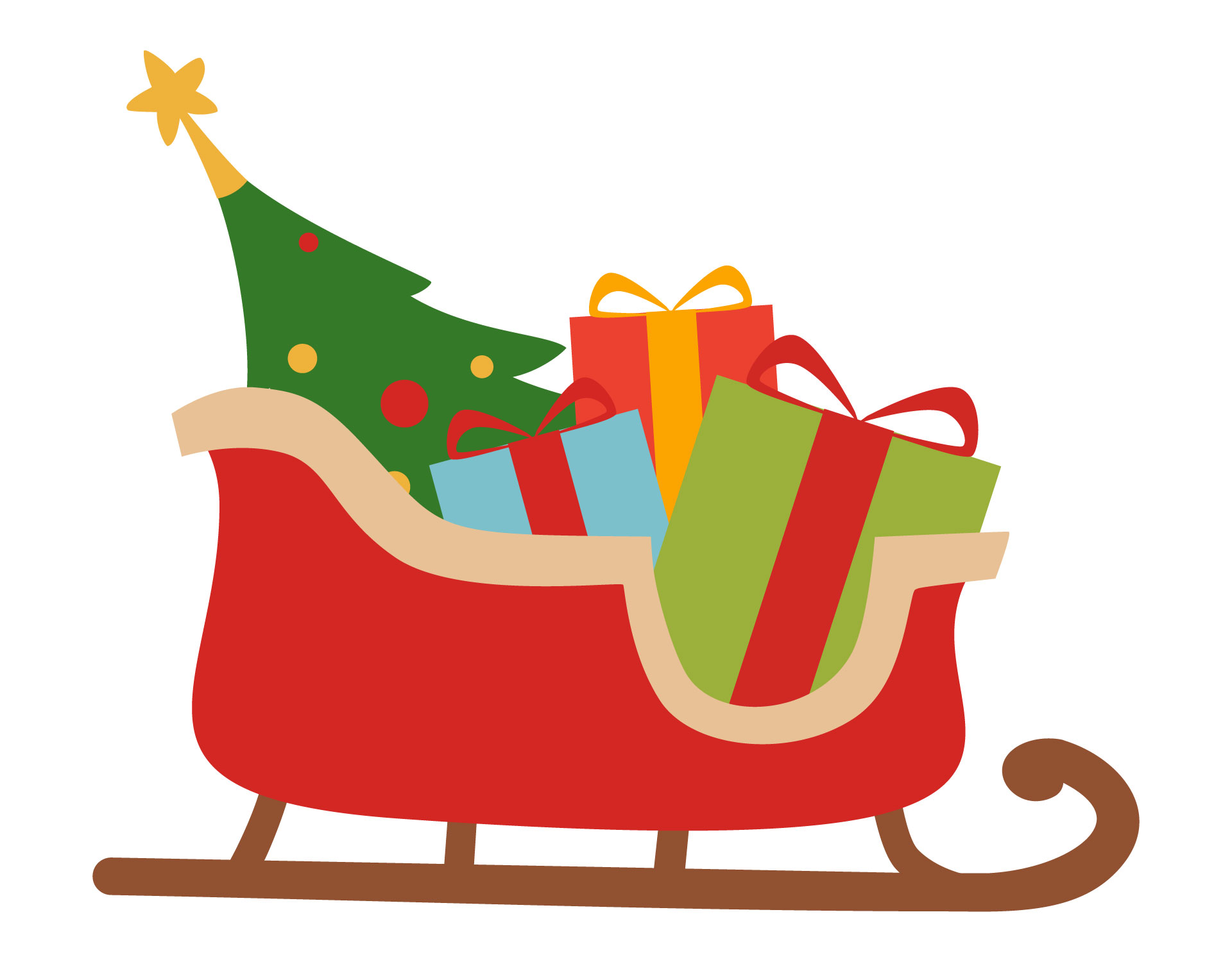 Shape Of Santa Present On Sleigh Decoration Shape Of Santa Present On Sleigh Decoration