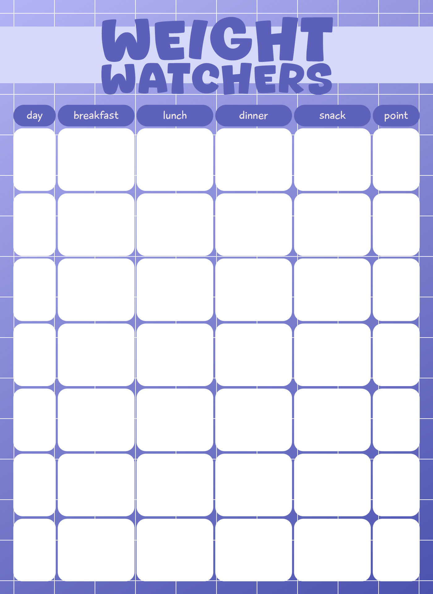 Weekly Points Tracker Weight Watchers Friendly