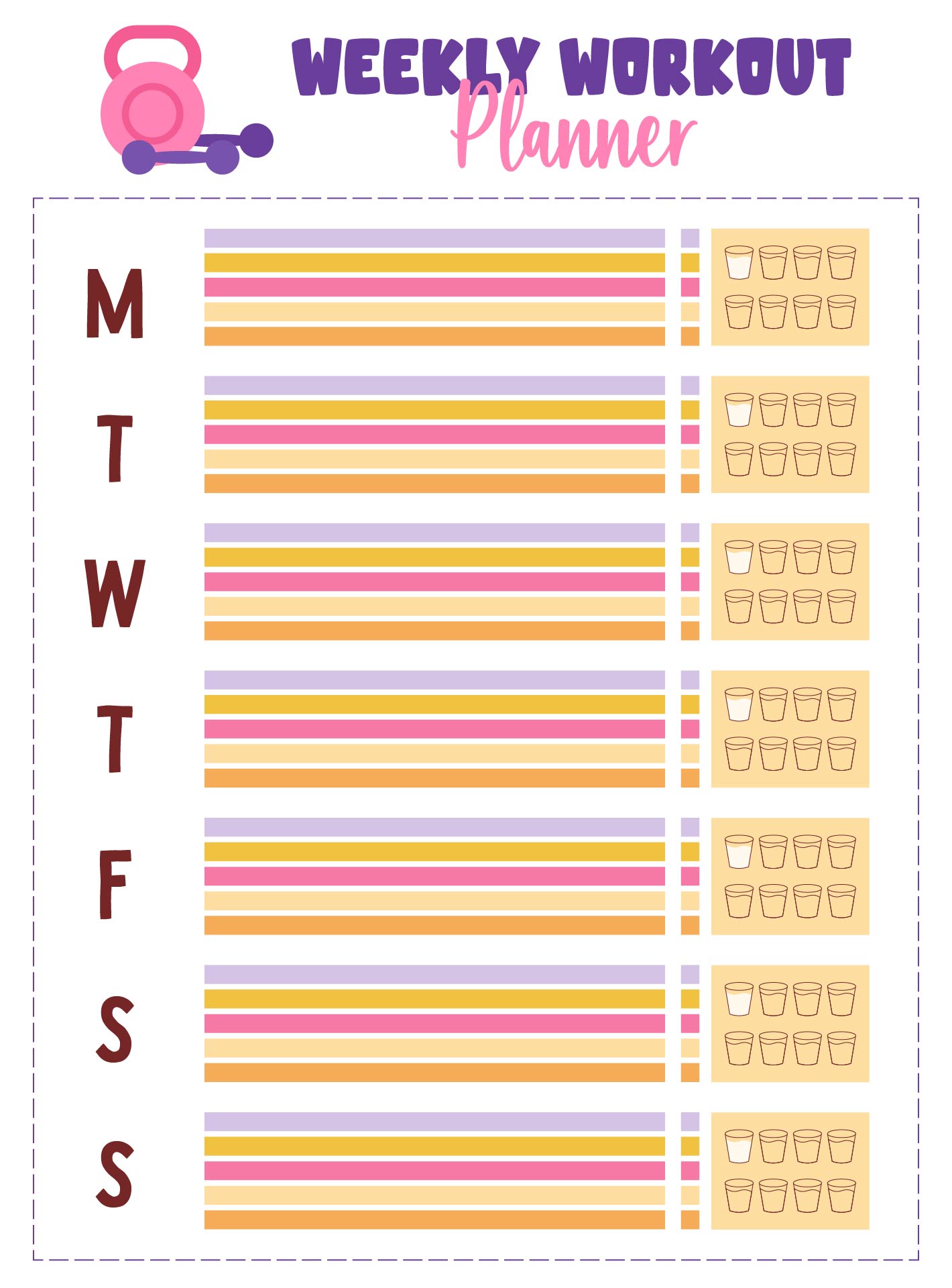 Blank Weekly Workout Planner