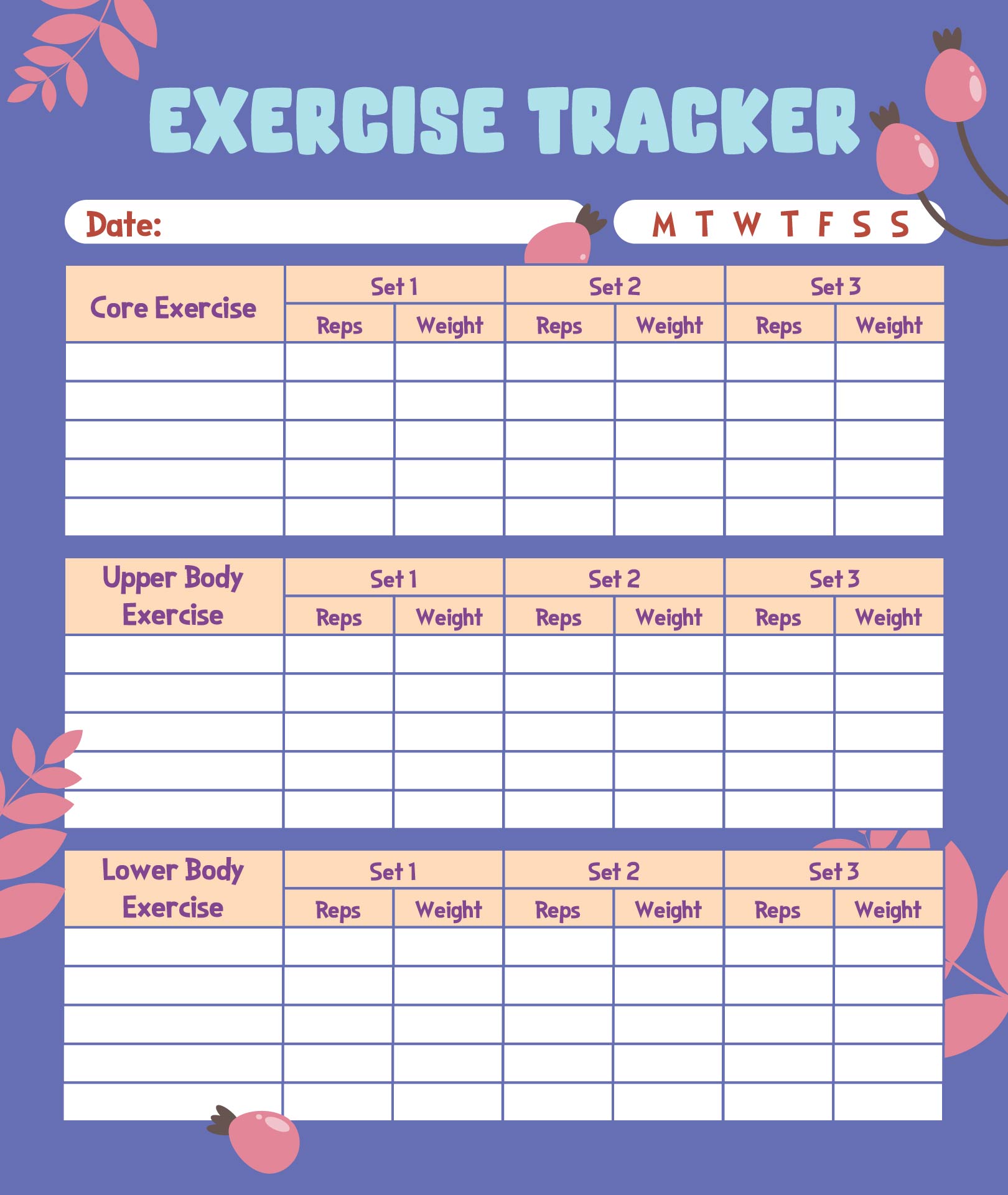 Exercise Activity Tracker Template