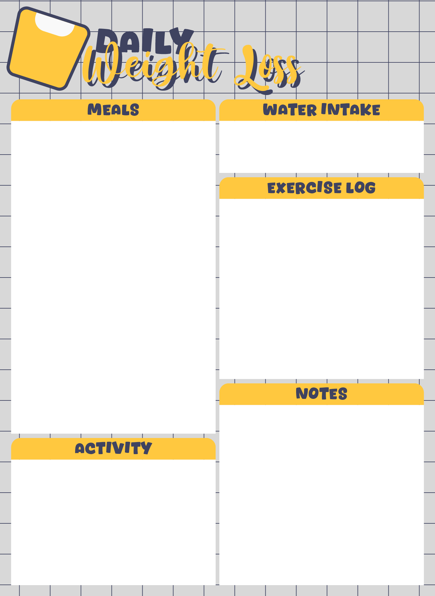 Printable On Diet Daily Weight Loss Tracker