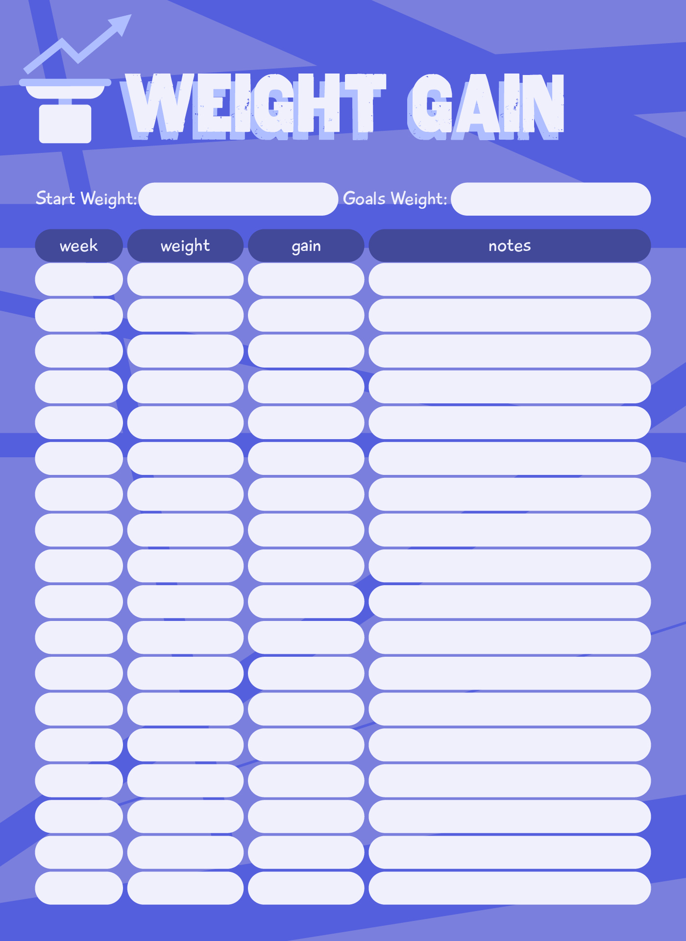 Weight Gain Chart Template