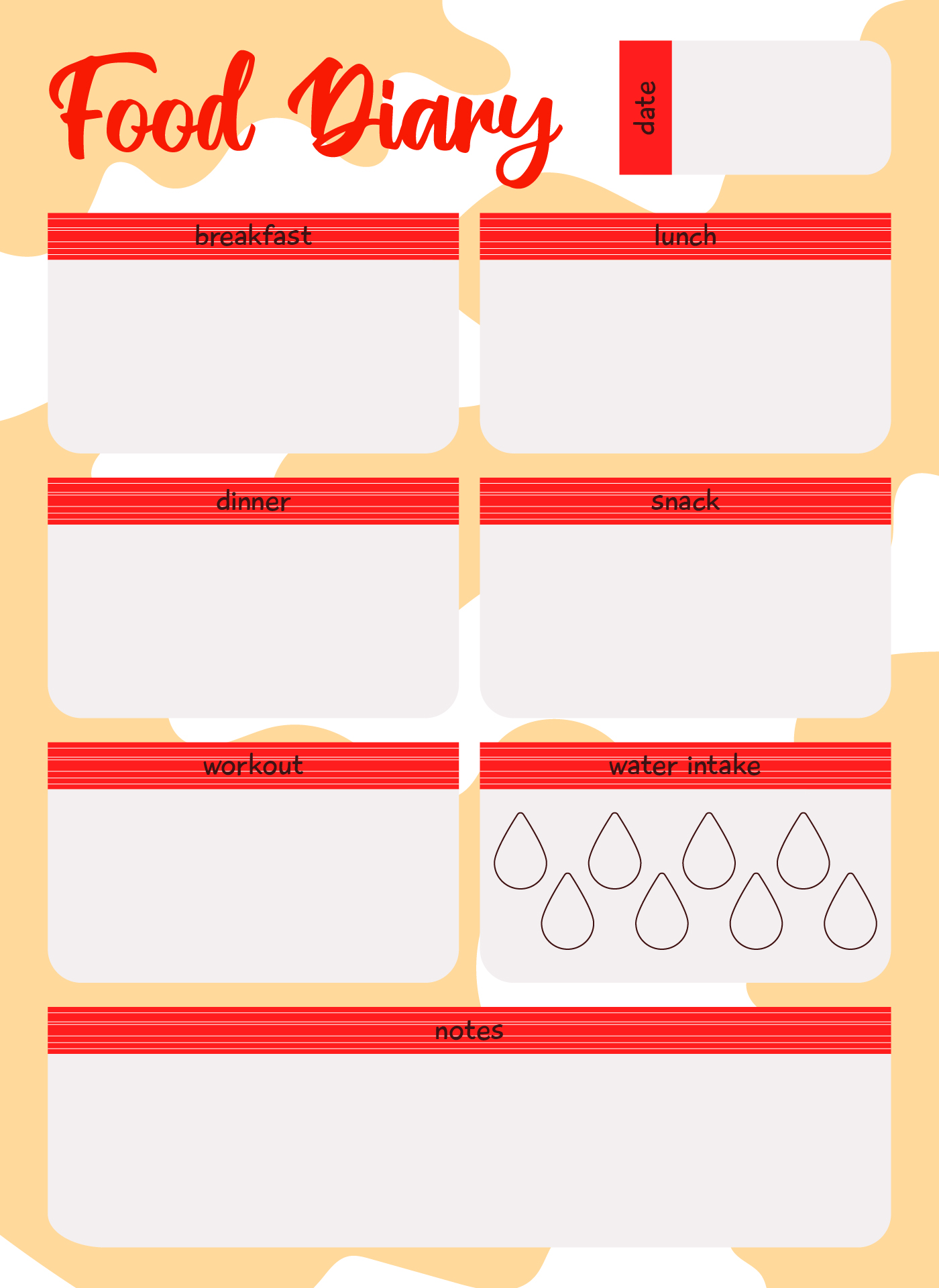 My Food Diary And Diet Planner Printable