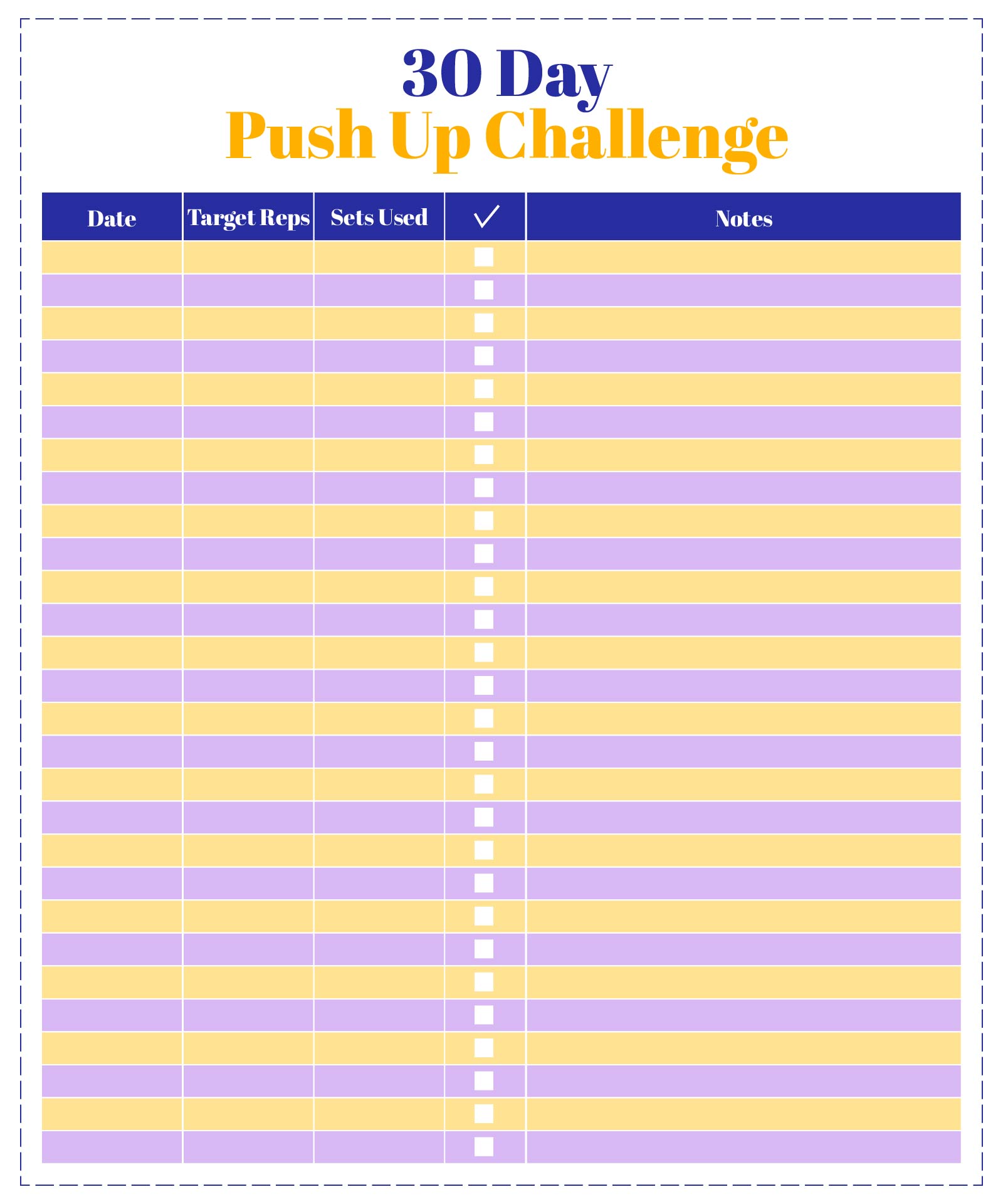 30 Day Push Up Challenge