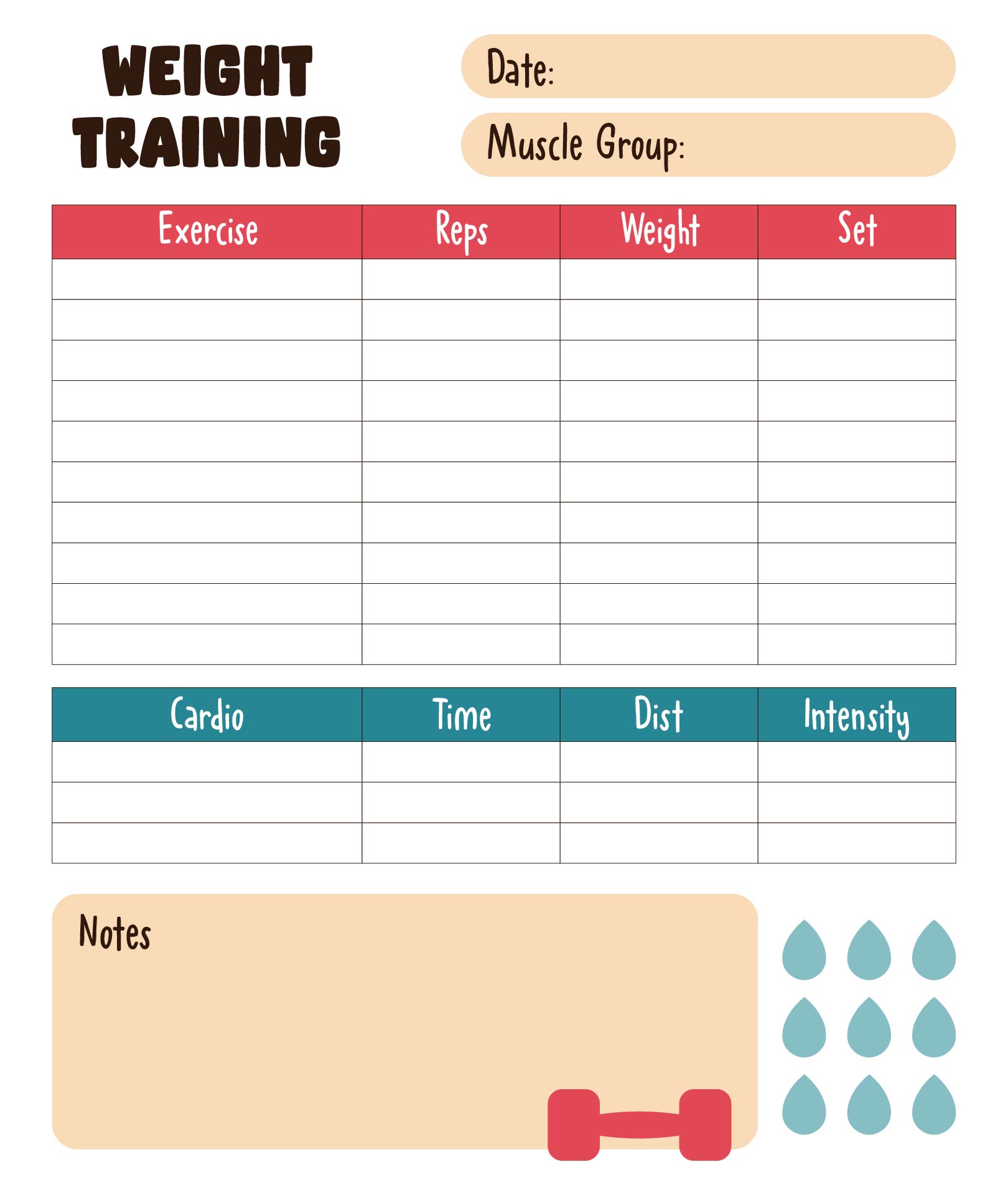 Weight Training Plan Template