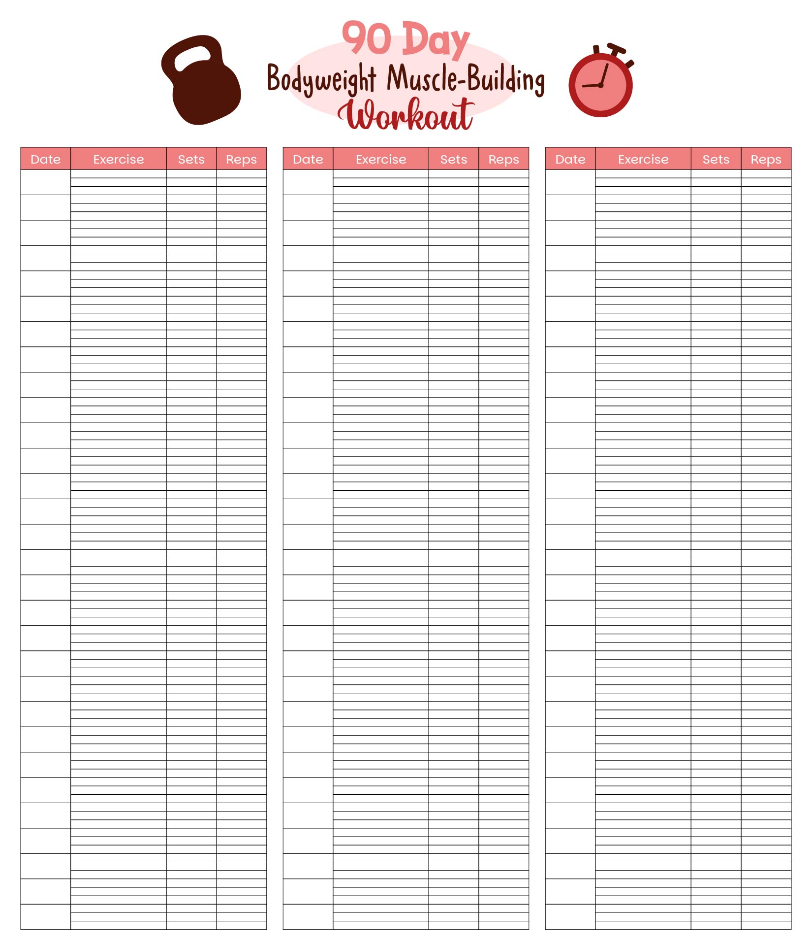 Muscle 90 Days Body Weight Workout Plan