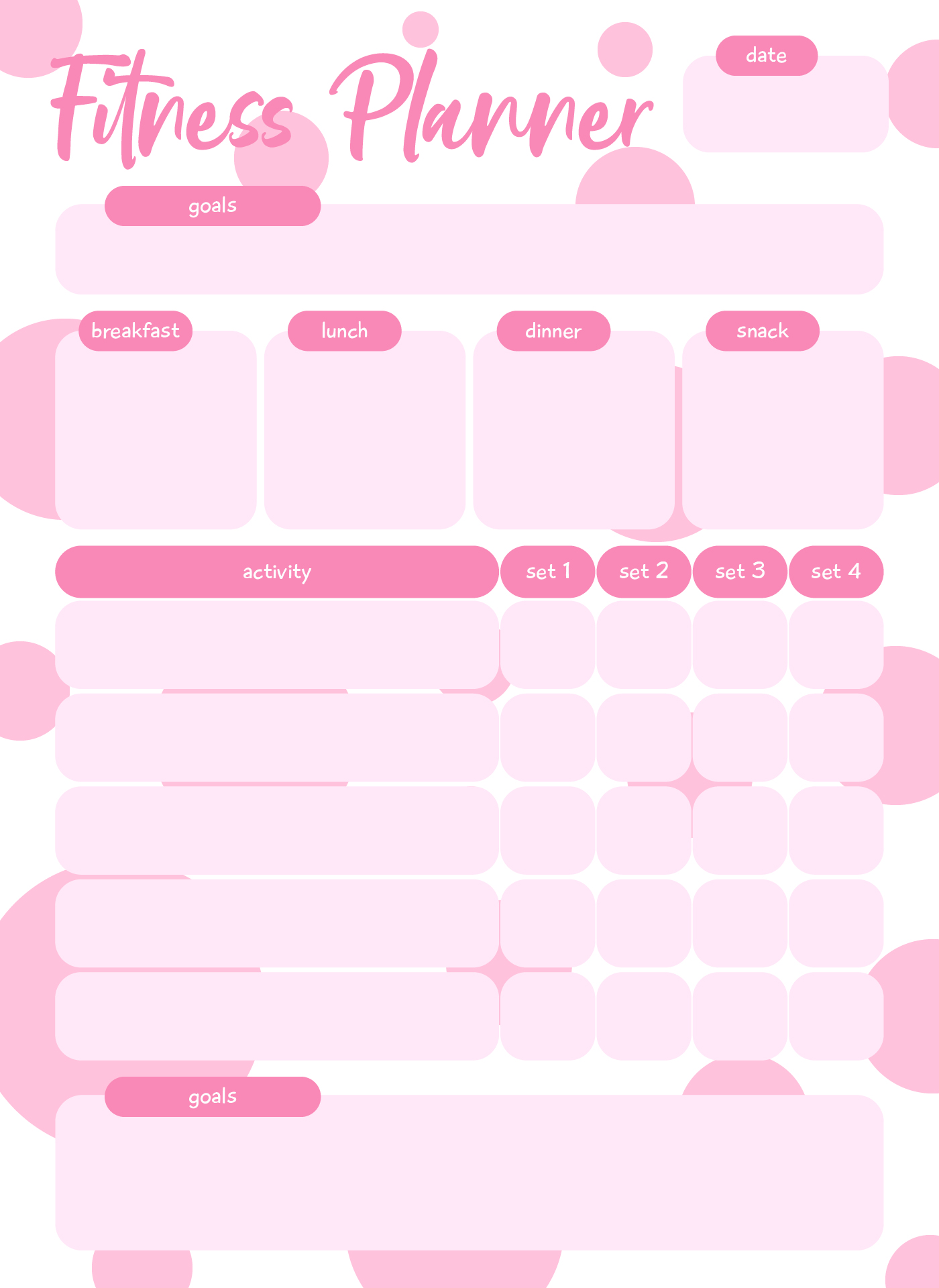 Minimalism Feminine Pink Fitness Workout Planner