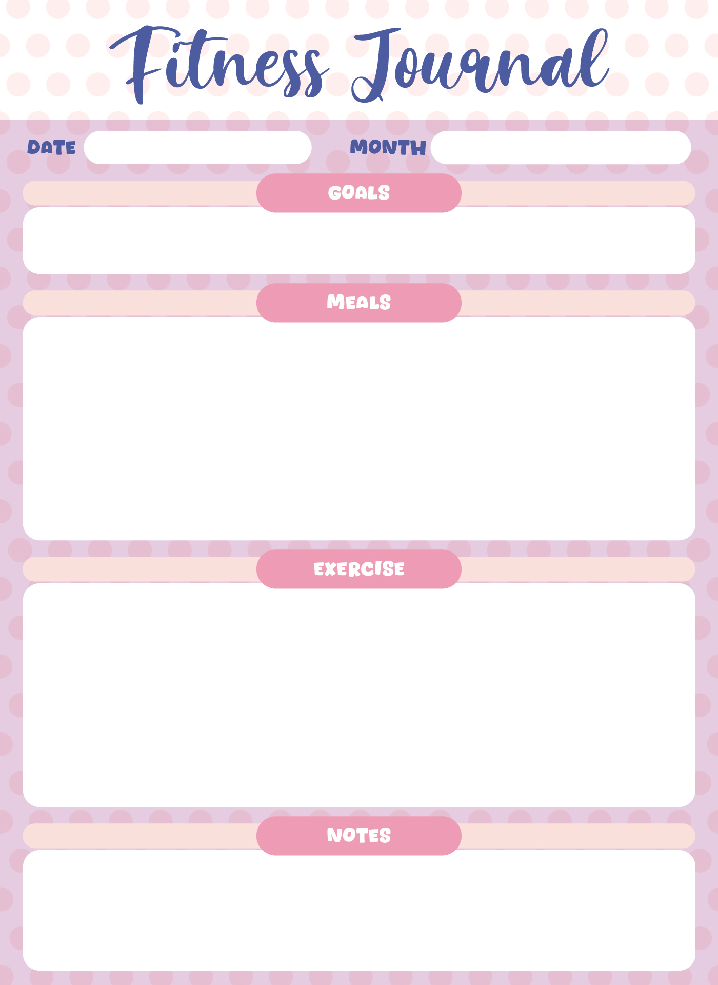 Fitness Journal Template For Healthy Body