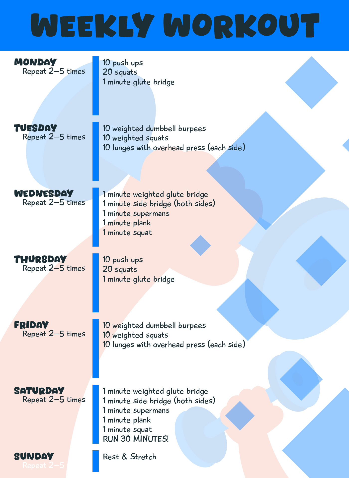 Weekly Workout Simple Calendar