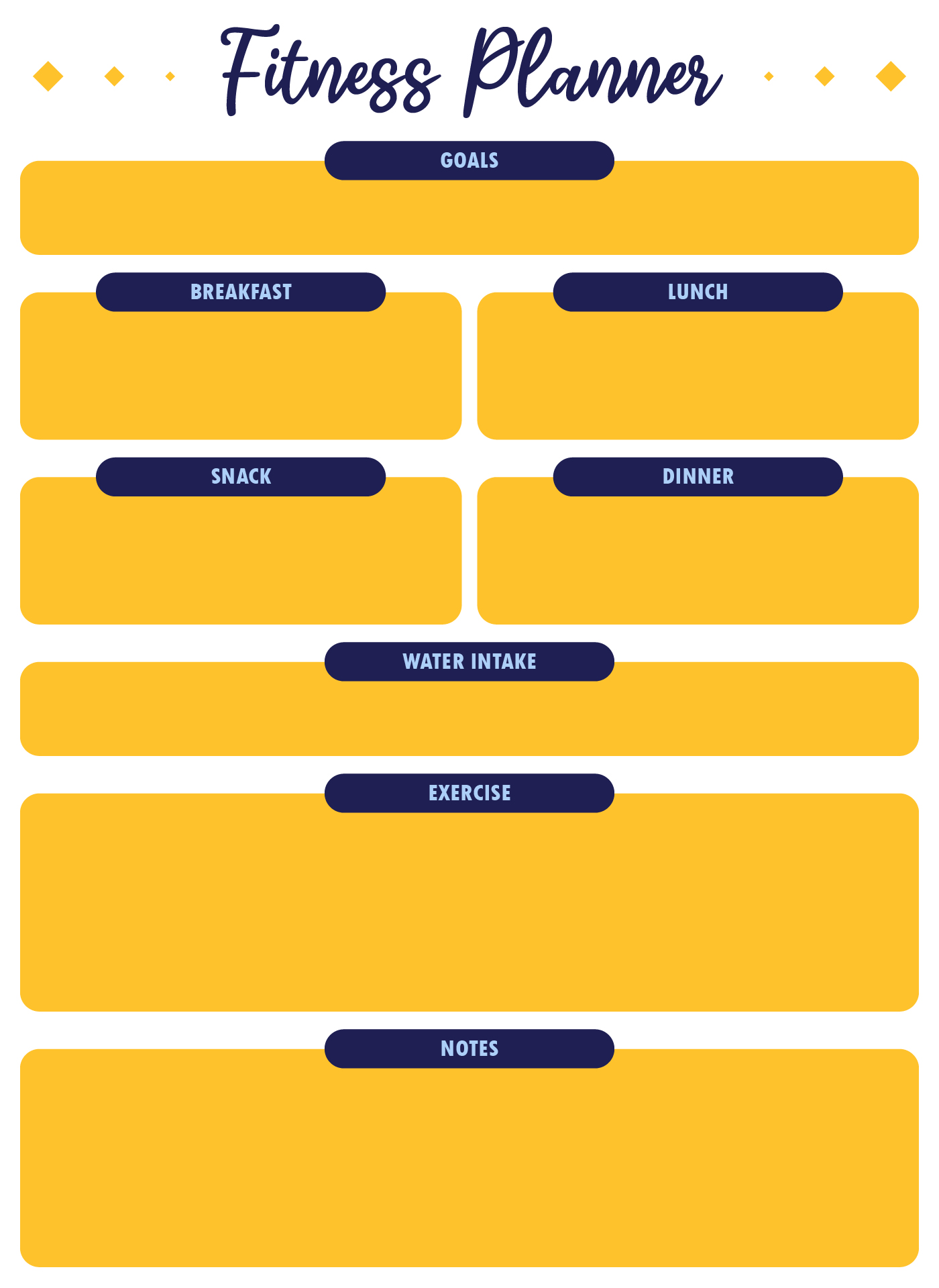 Fitness Planner Bundle Page