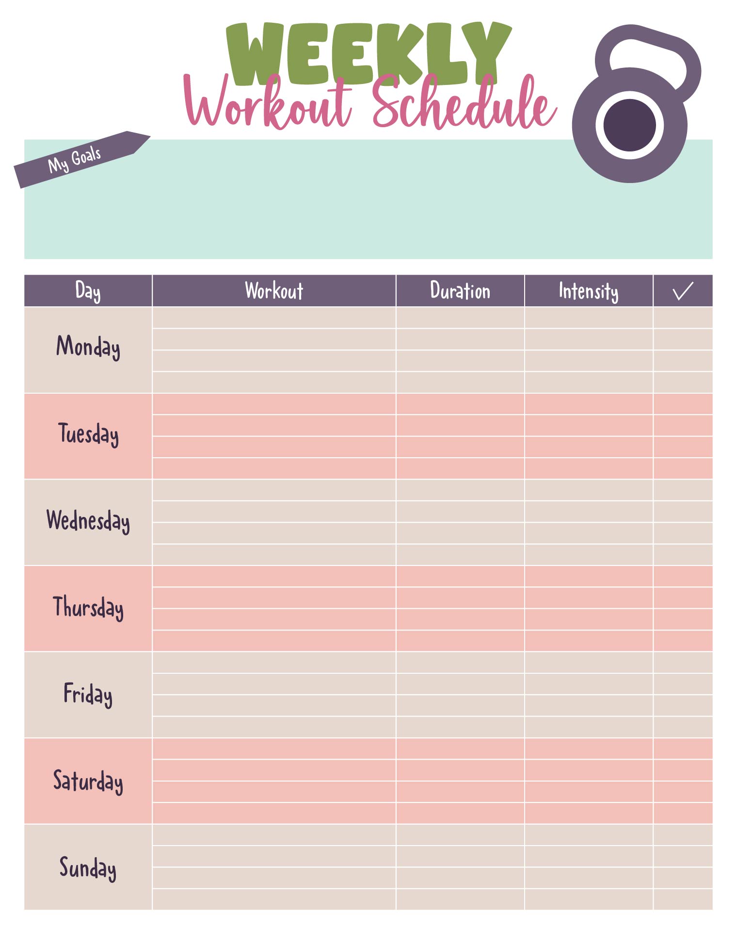 Weekly Workout Schedule For Men And Women