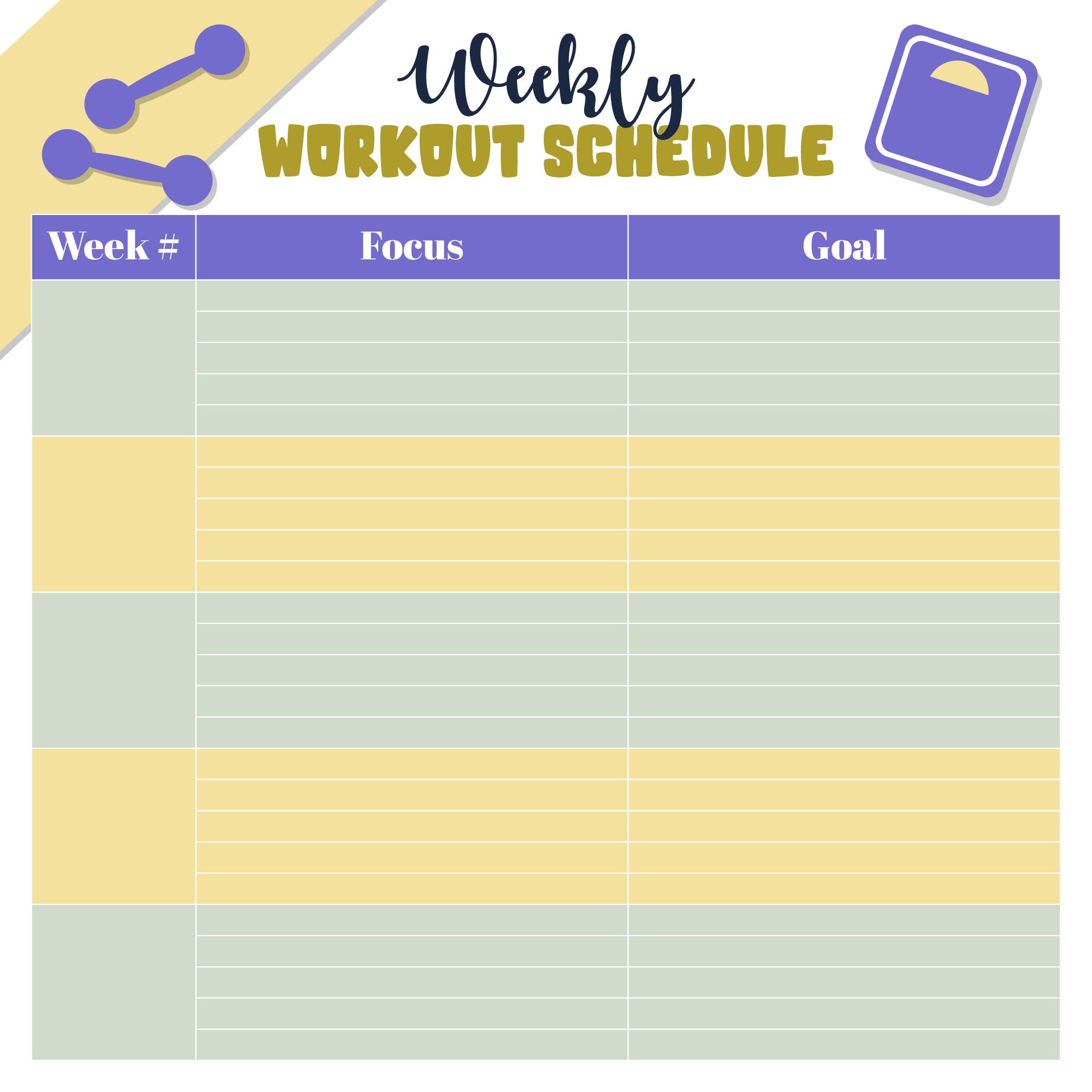 Weekly Schedule Beginner Day Workout