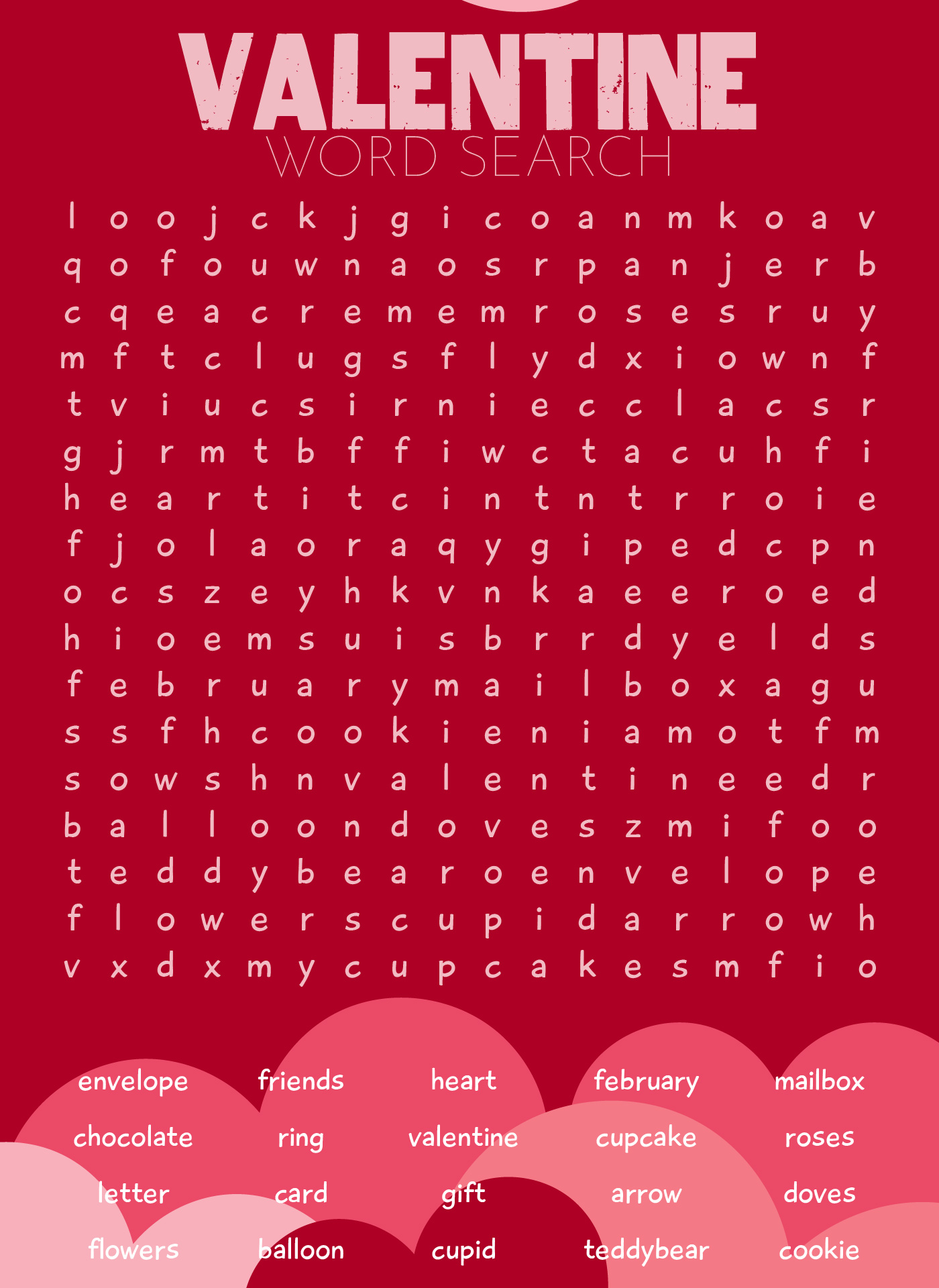 Valentine Word Search For Kids Activity