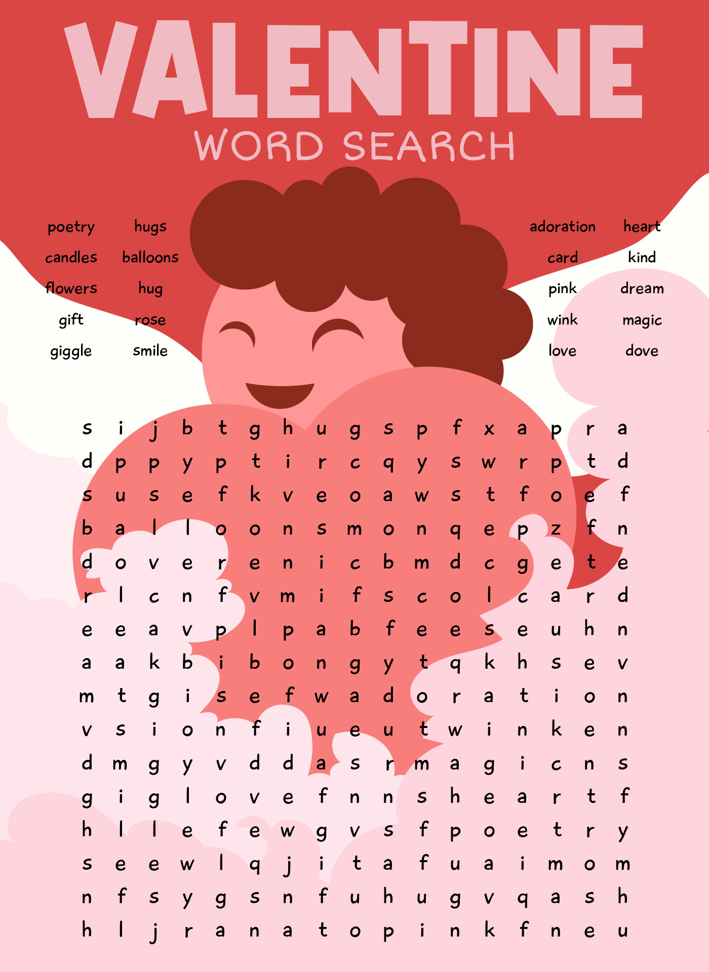 Cupid Valentine Word Puzzle Activity