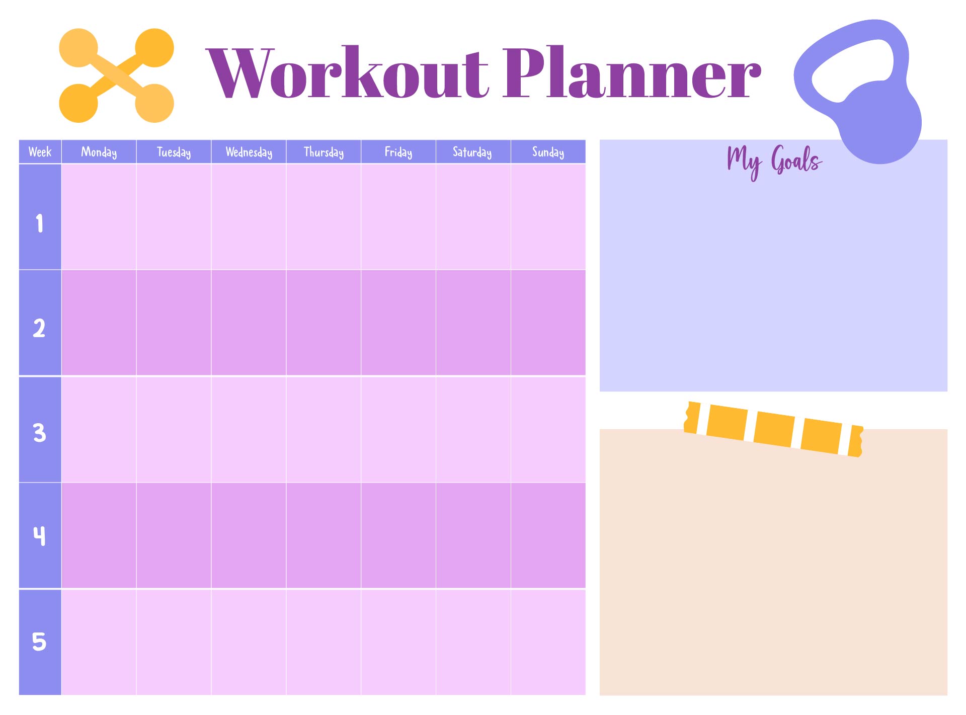 Workout Planner Template Printable Inserts Workout Planner Template Printable Inserts