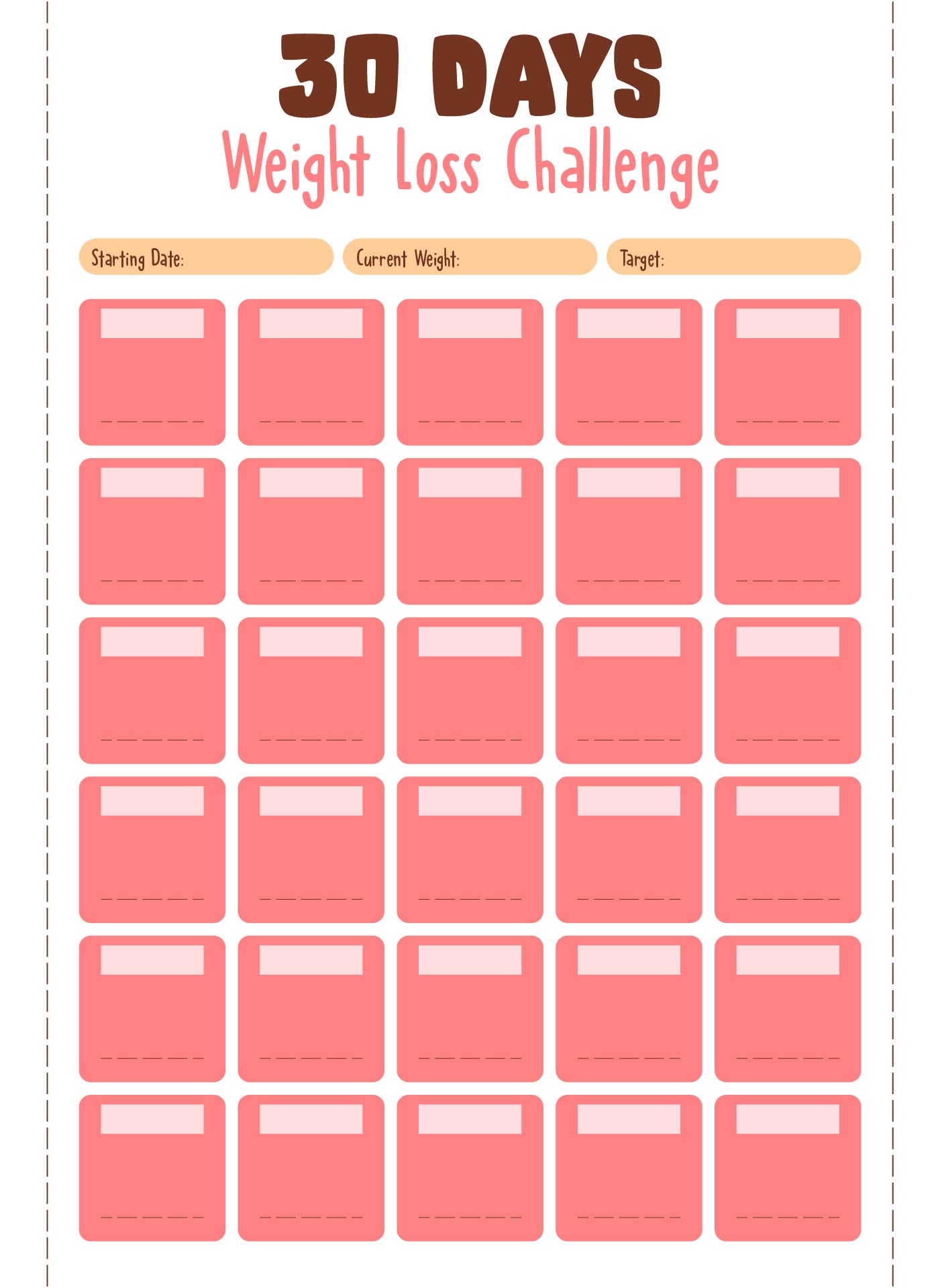 Template Weight Loss Planner 30 Days Template Weight Loss Planner 30 Days