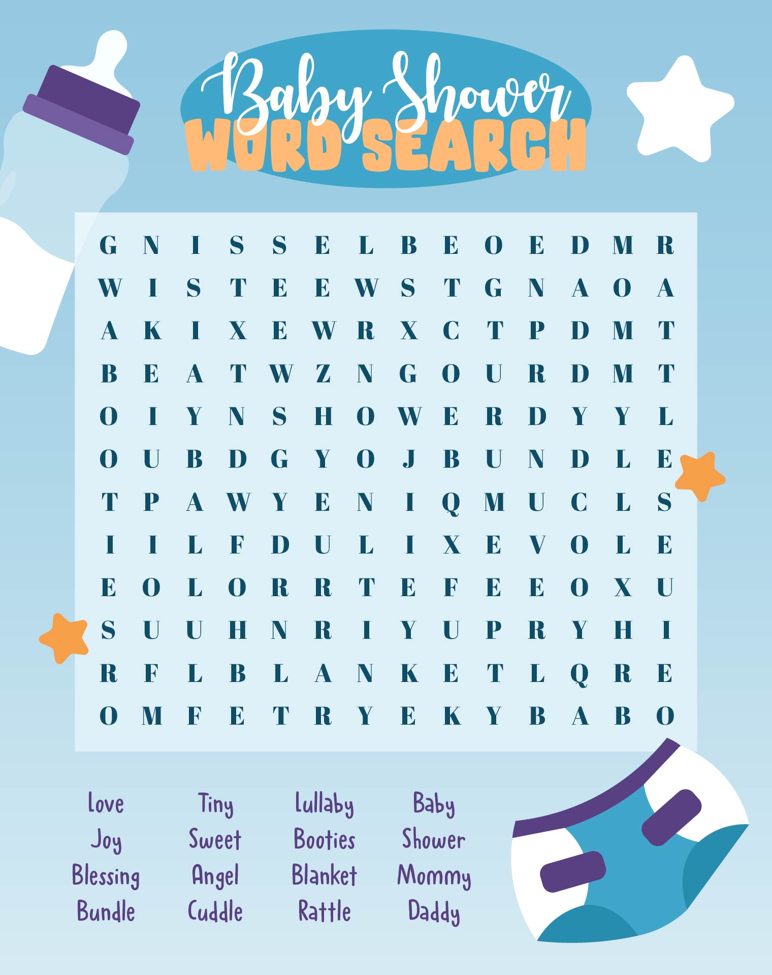 Printable Word Search For Boy Baby Shower Printable Word Search For Boy Baby Shower