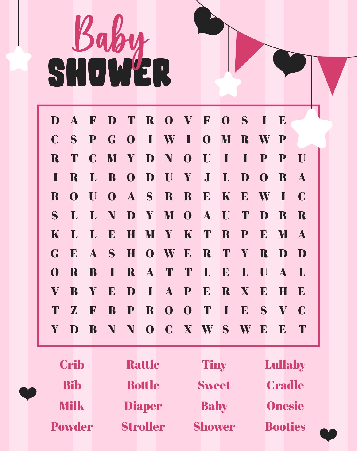 Printable Baby Shower Word Search Puzzle Games Printable Baby Shower Word Search Puzzle Games