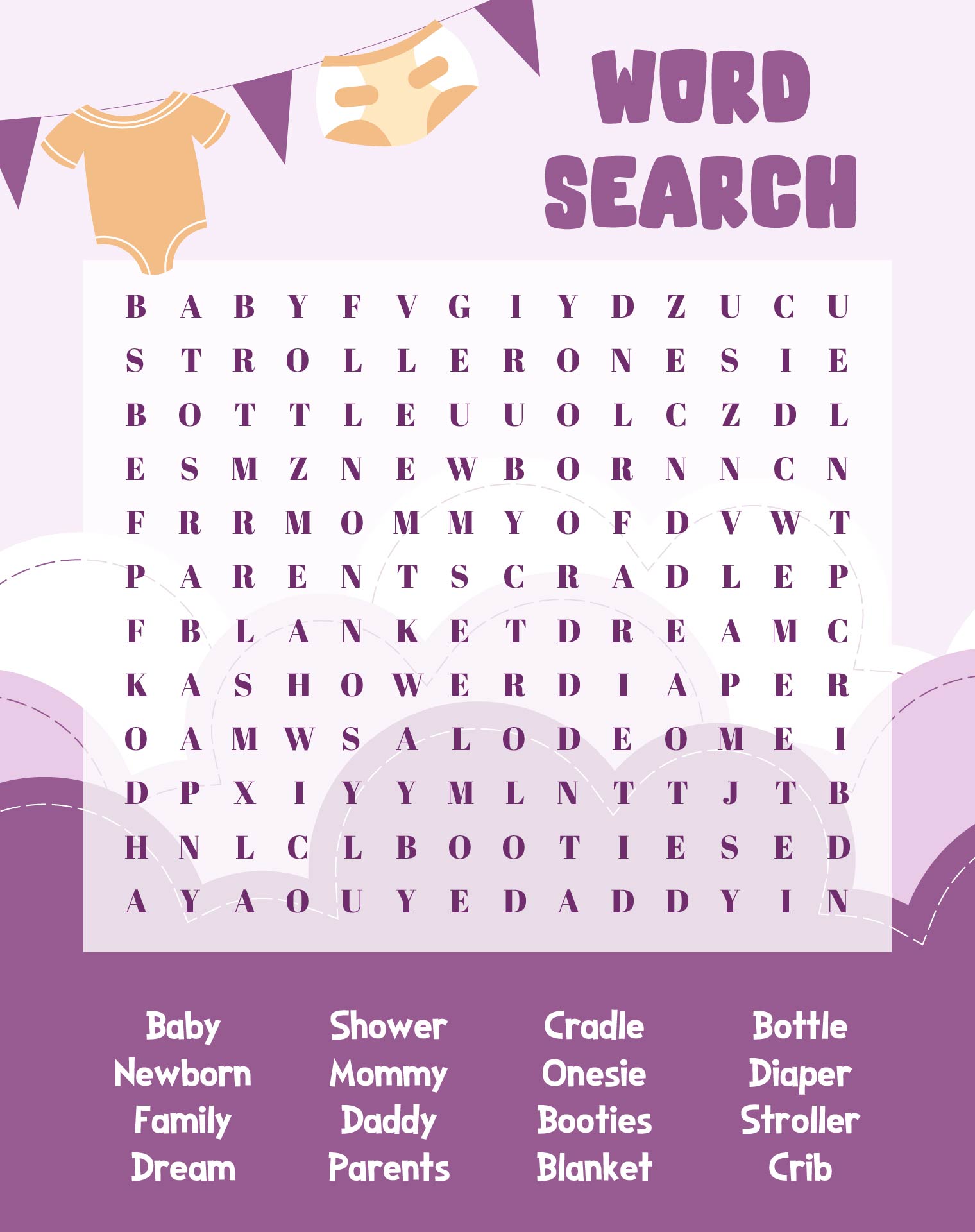 Clothes Baby Fun Word Search Shower Game Clothes Baby Fun Word Search Shower Game