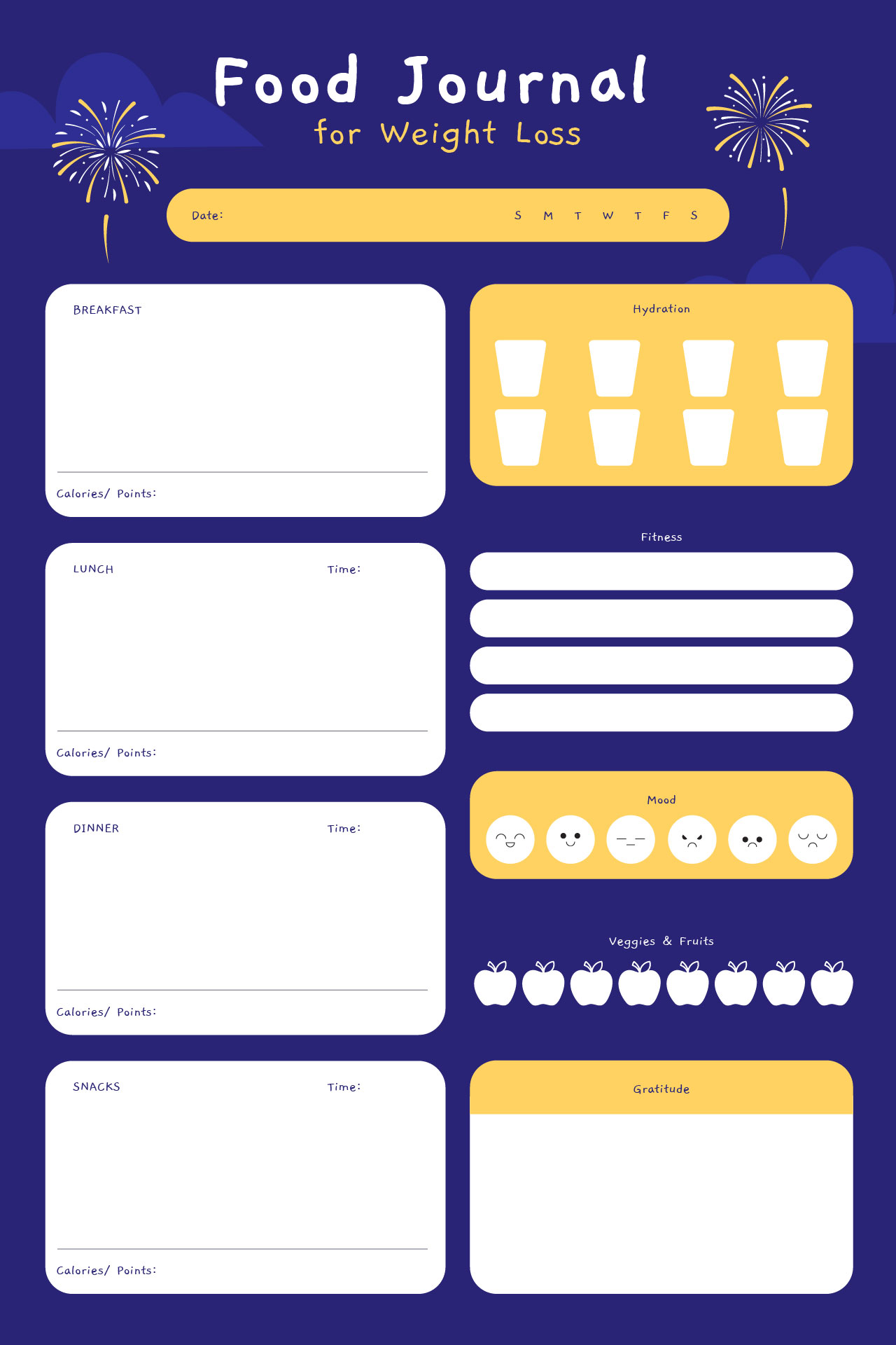 New Year Food Journal For Weight Loss