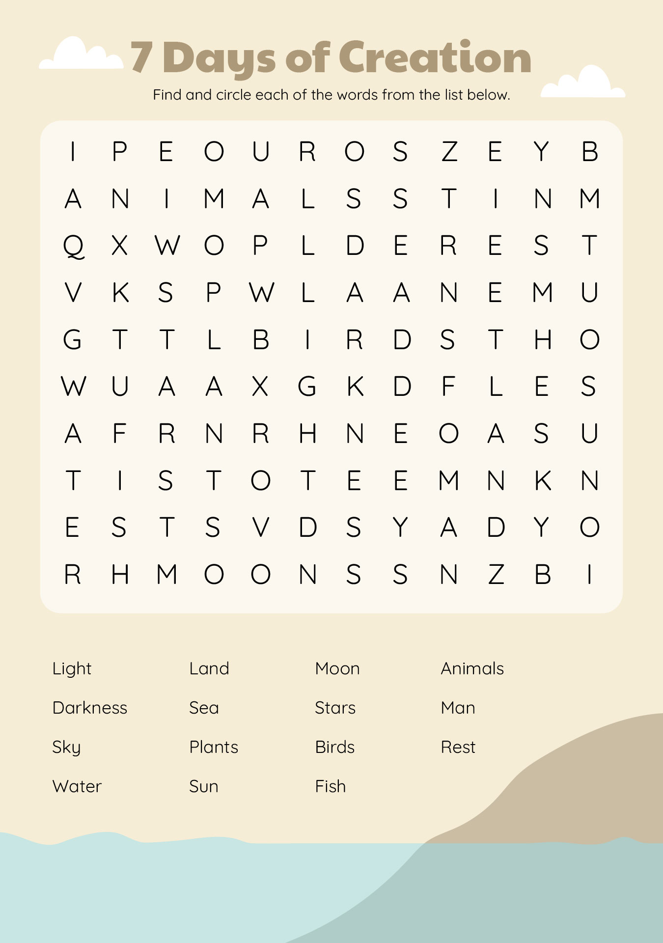 Creation Worksheet Activity For School Creation Worksheet Activity For School