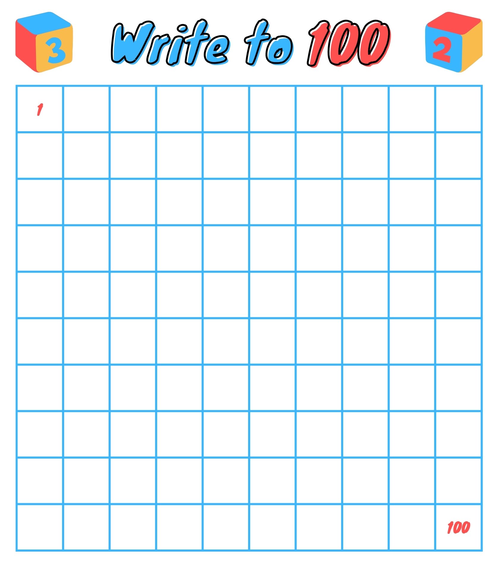 100 Grid Paper Printable for Math Exercises