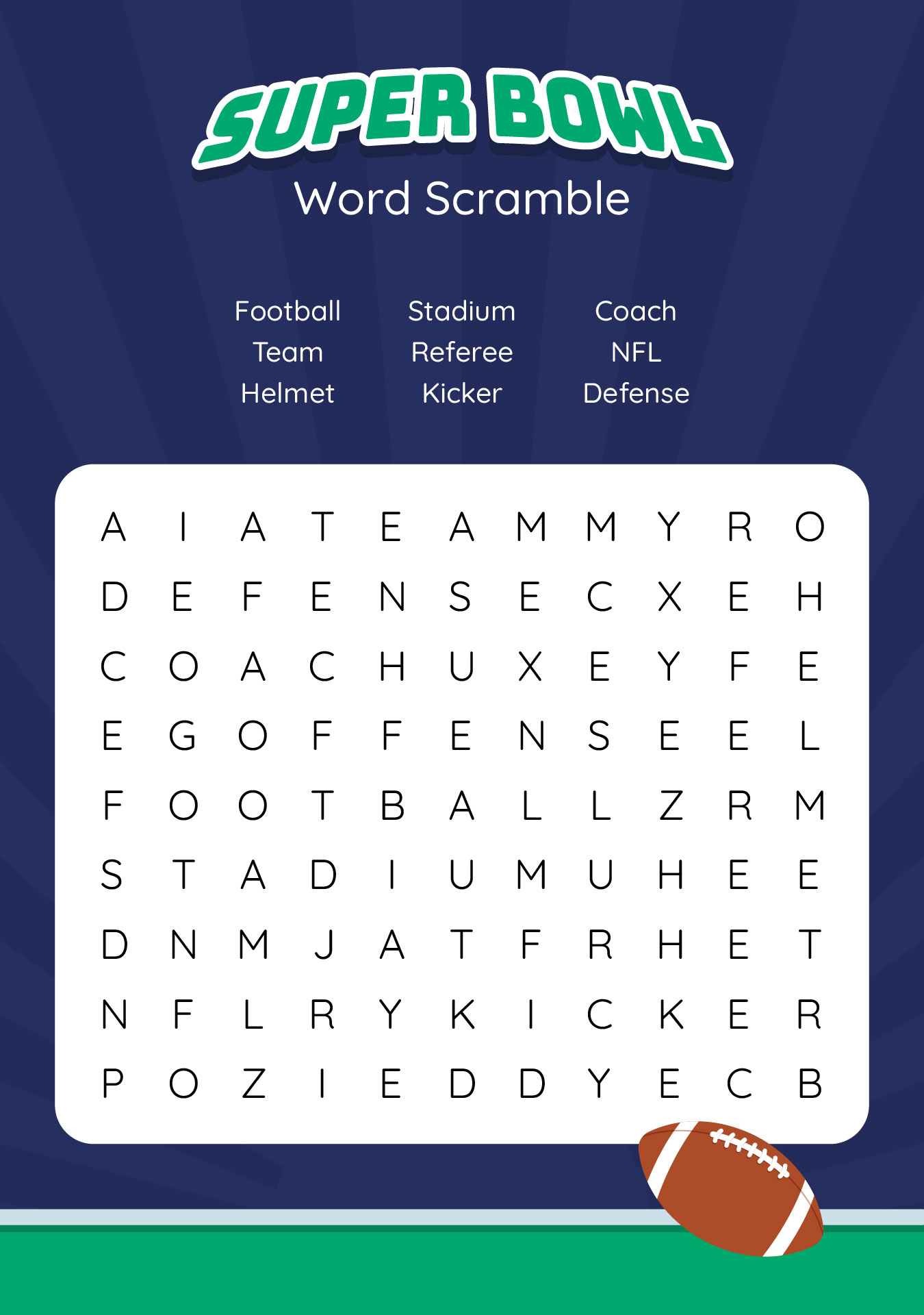 Football Puzzles Vocabulary