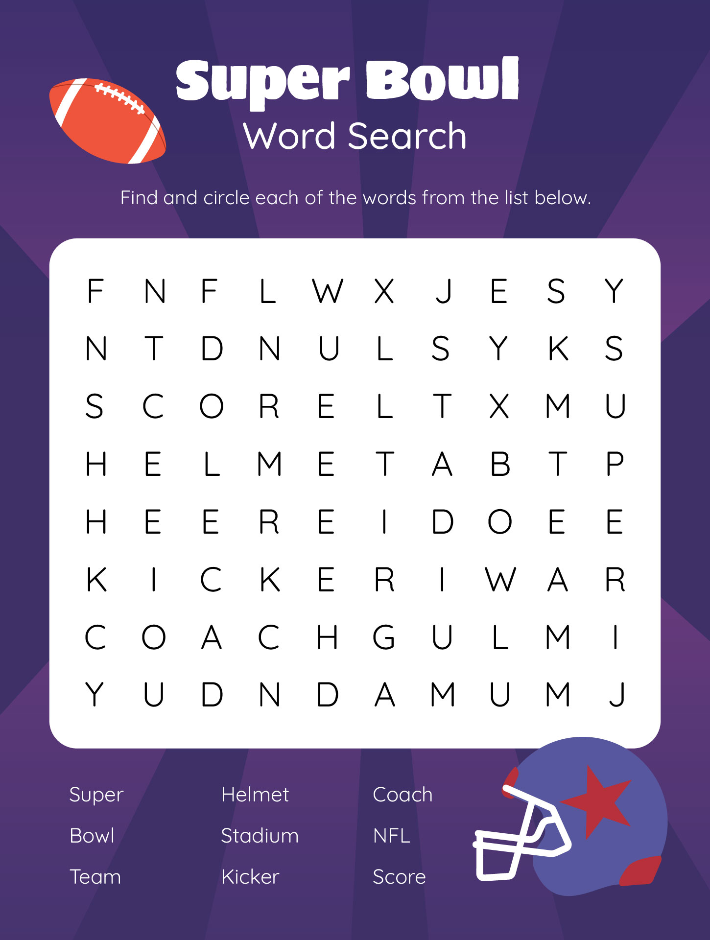 Super Bowl How Many Words Game