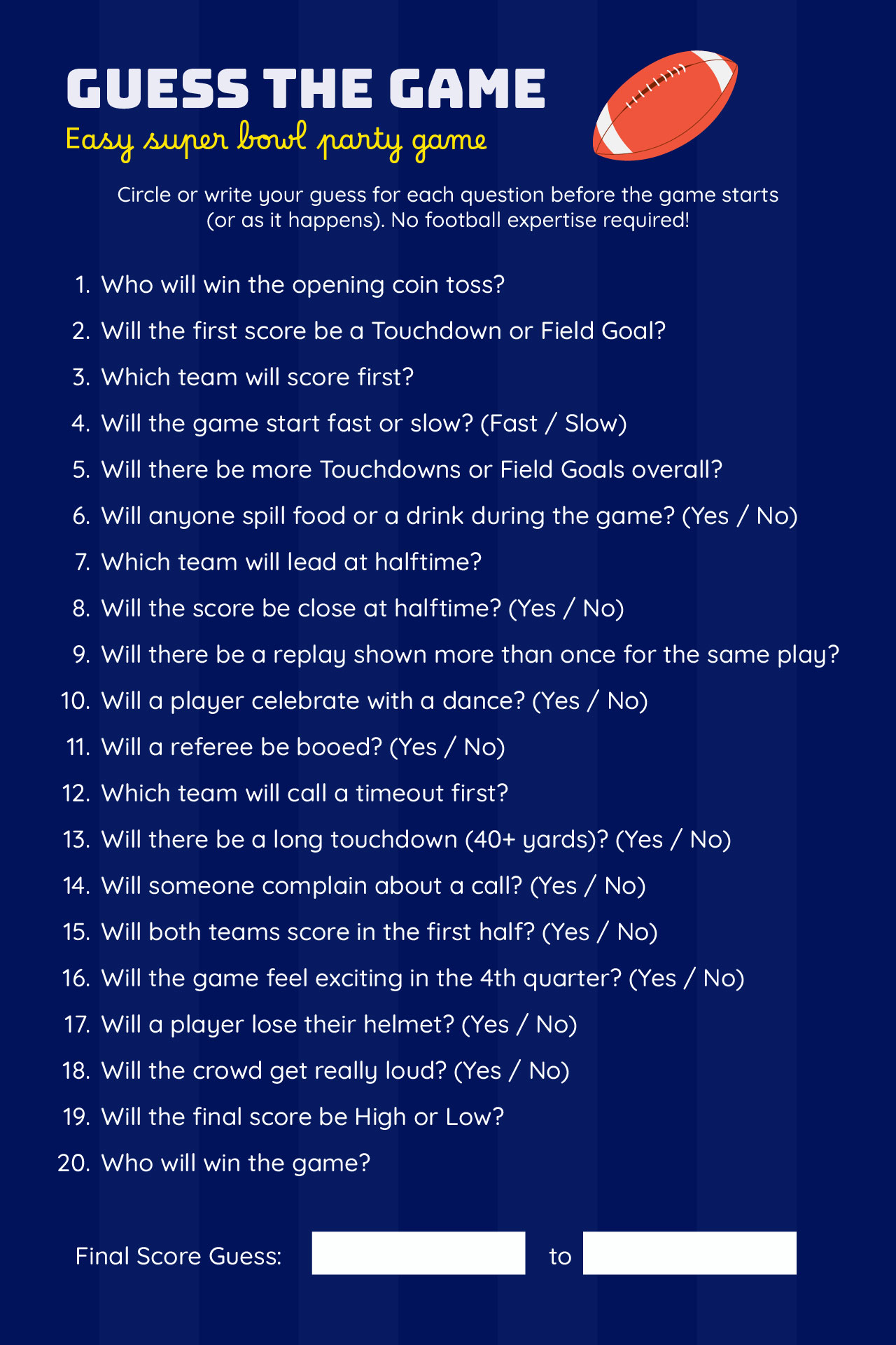 Easy Super Bowl Party Games
