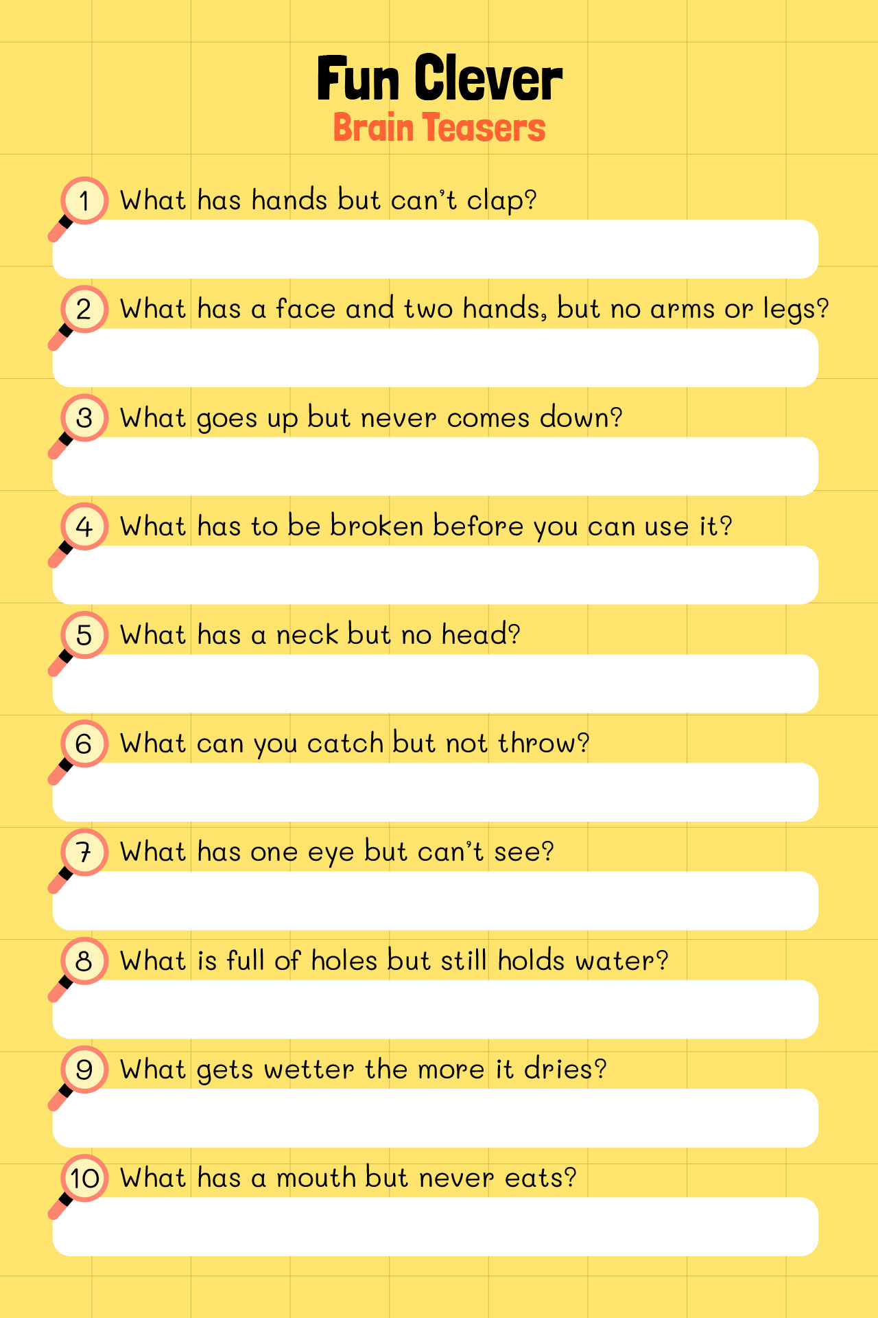 Fun Clever Brain Teasers For Kids With Answers