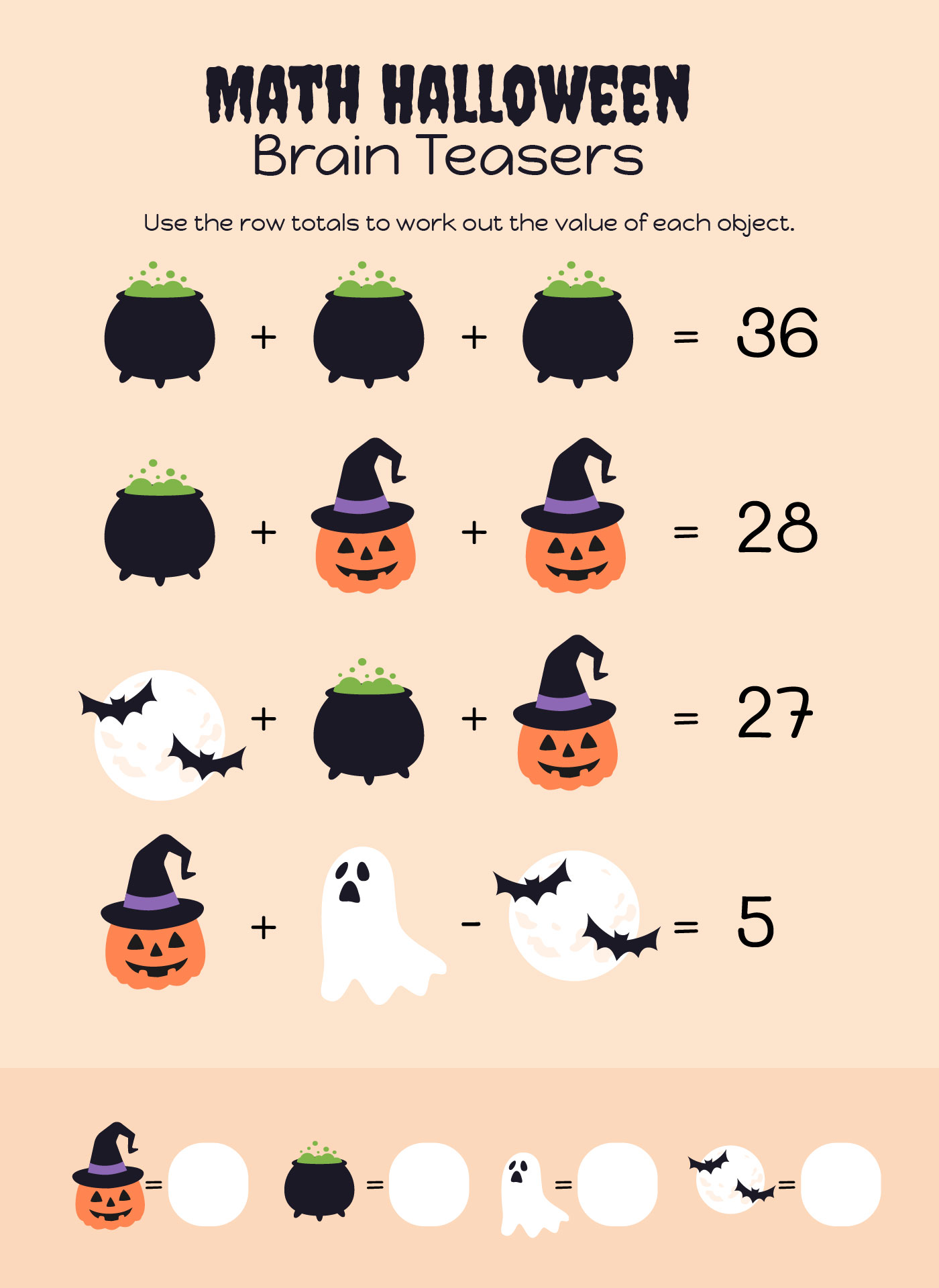 Math Halloween Brain Teasers With Answers