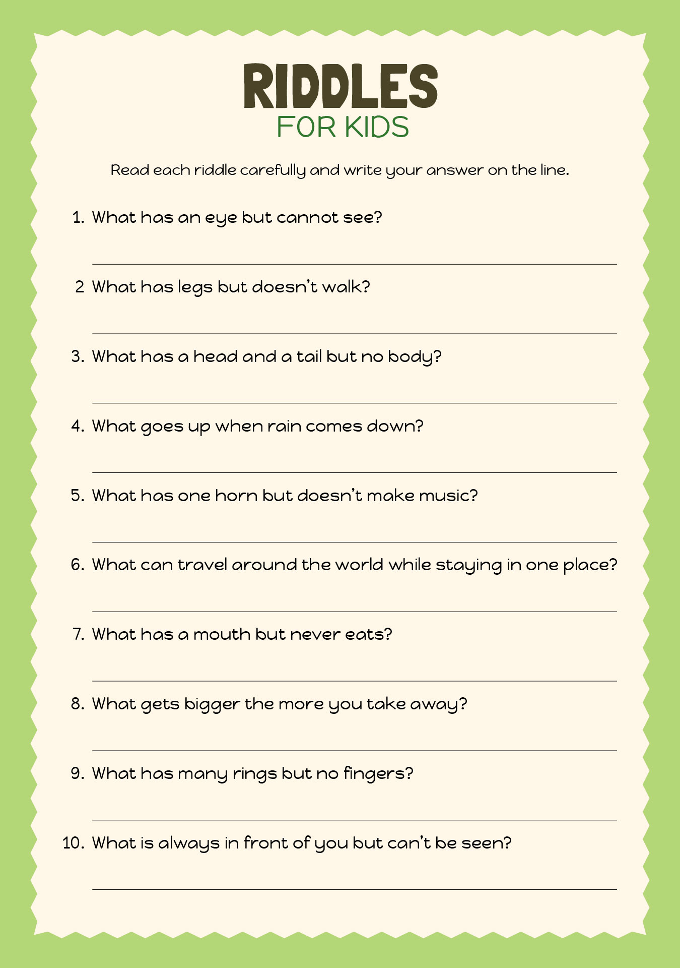 Printable Riddles With Answers