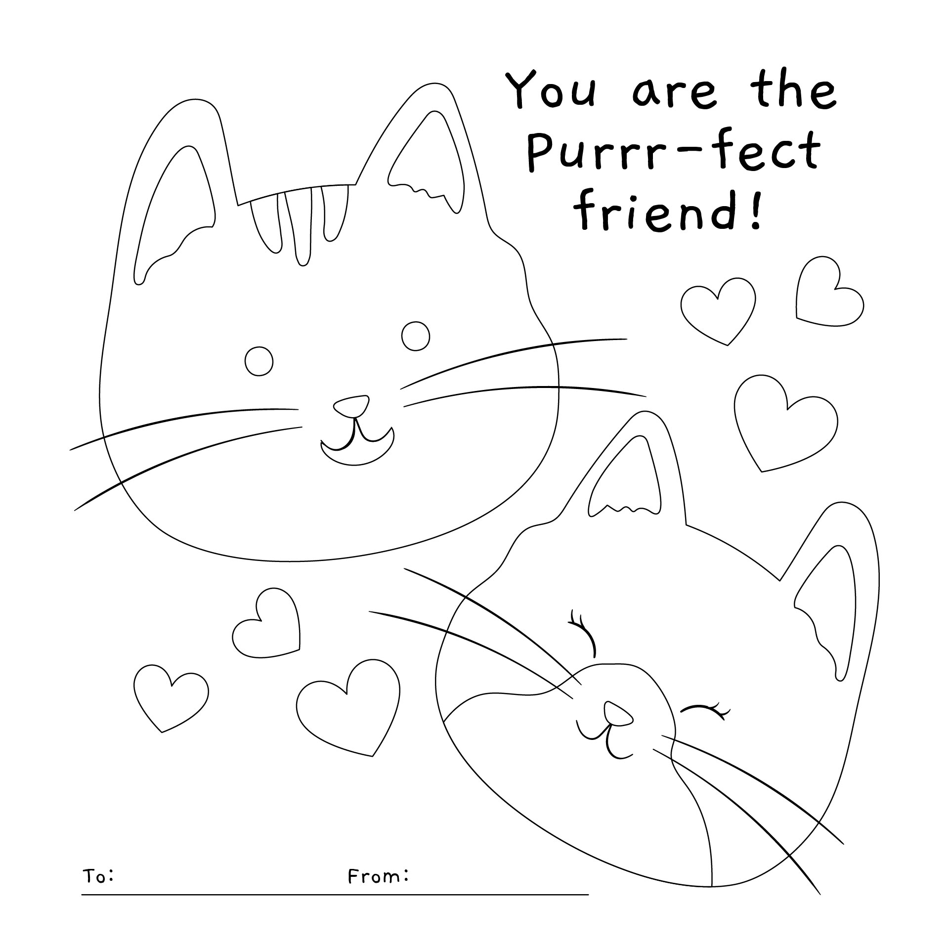 Preschool Valentine Cards To Color